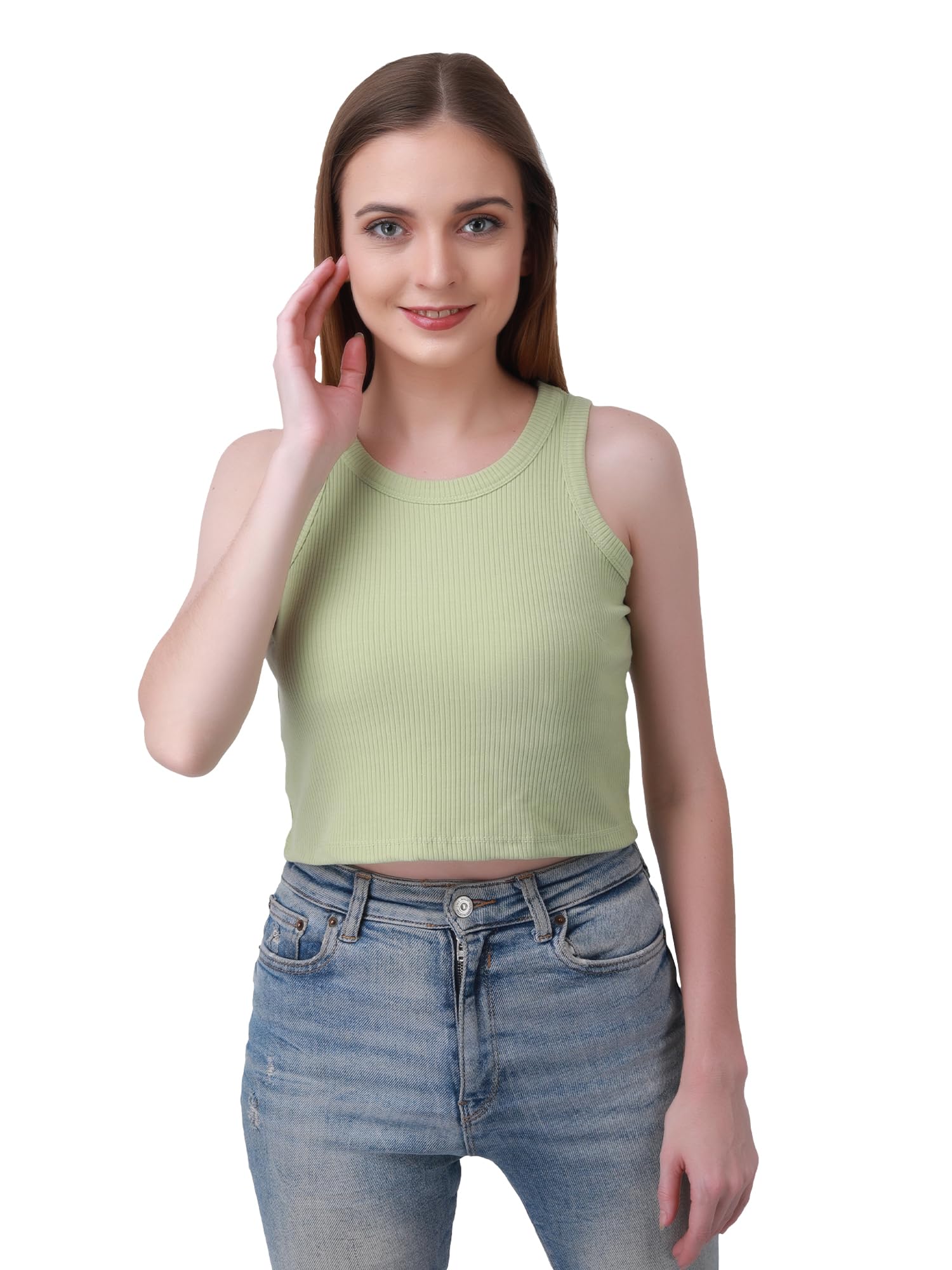 Premium Cotton Ribbed Tank Top for Women-picture-40