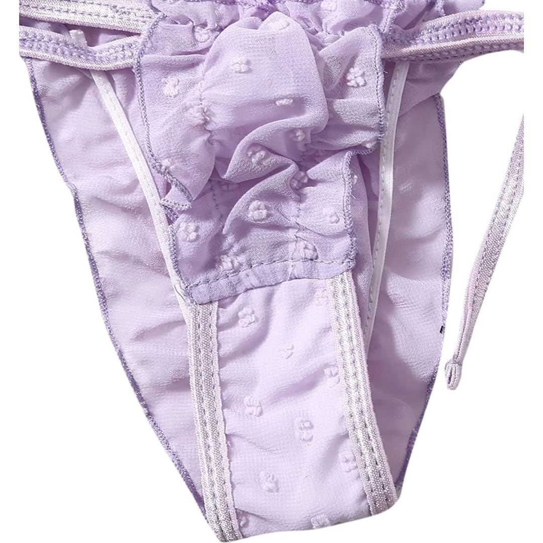 Sexy outfit Damskie seksowne biustonosze i majtki w kropki komplety bielizny Babydoll Strappy przezroczyste wykończone frędzlami bielizna z uroczą kokardką G String