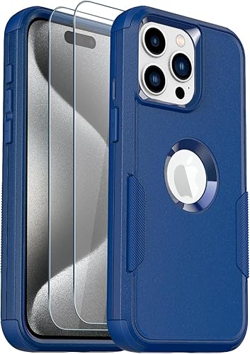 Miniatura 1 de Funda para iPhone 15 Pro Max, 2 protectores de pantalla de vidrio templado, a prueba de caídas de 10 pies, antideslizante, a prueba de golpes,