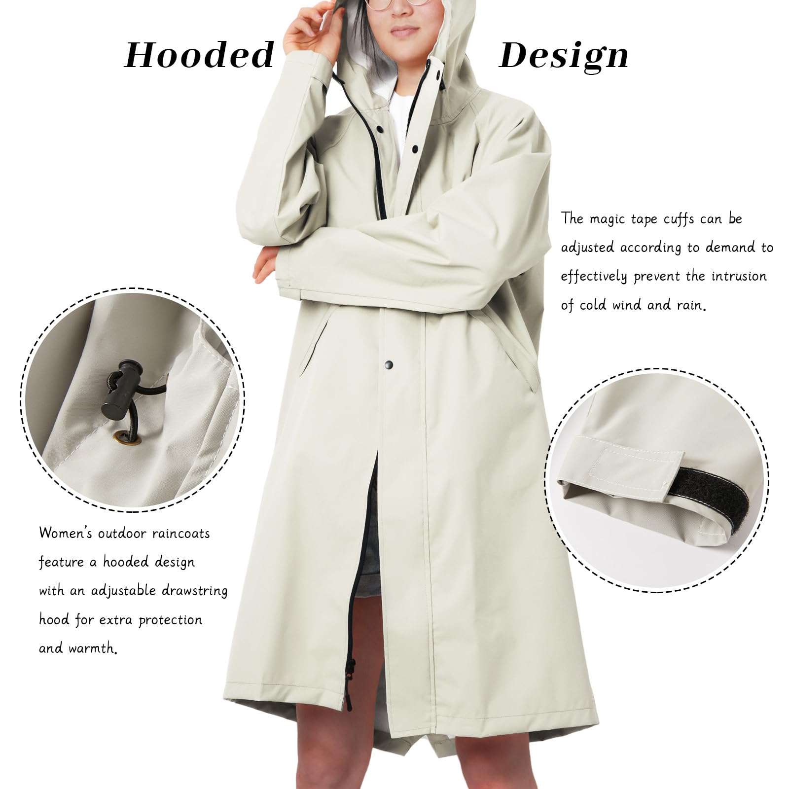 Chaquetas Impermeables para Mujer Impermeable ligero Impermeable Impermeables Largos con Capucha Cortavientos al Aire Libre Gabardina de Viaje Plegable