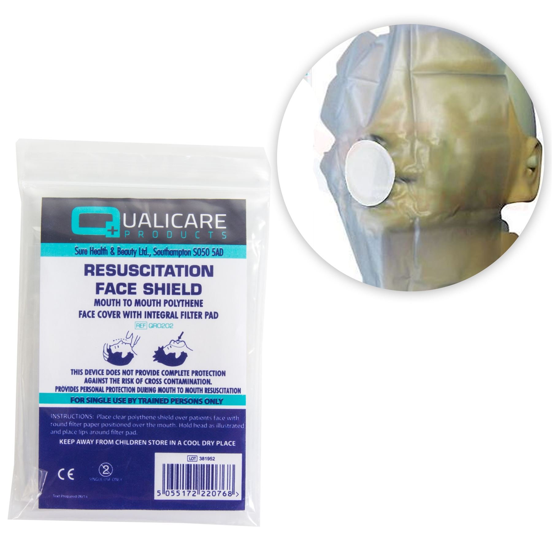 5X Clear CPR Resuscitation Face Shields