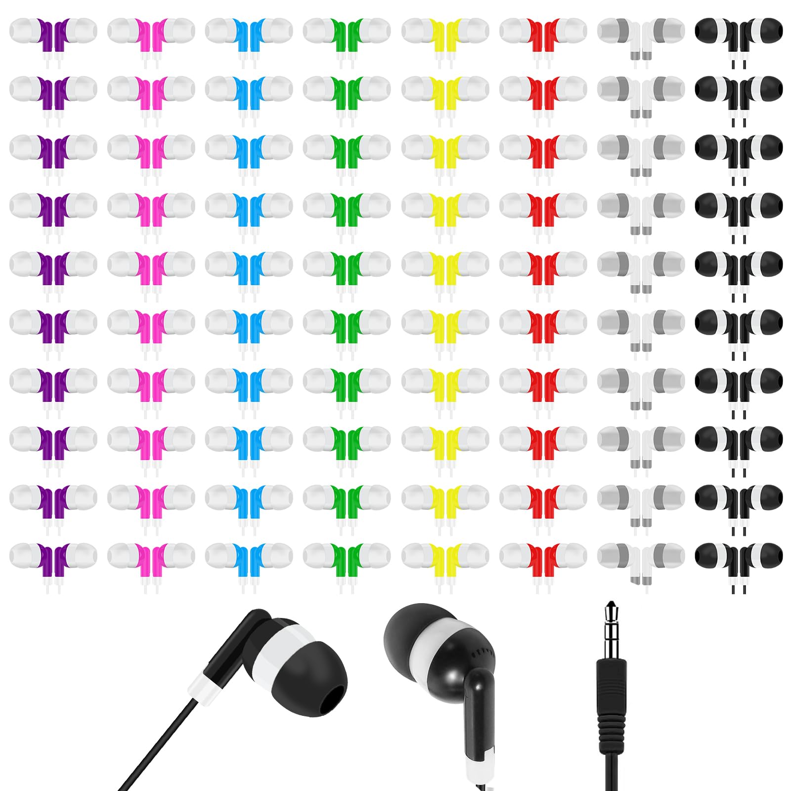Auricolari Bulk Classroom Cuffie cablate in ear usa e getta per studenti per aule scolastiche biblioteche (confezione da 160)