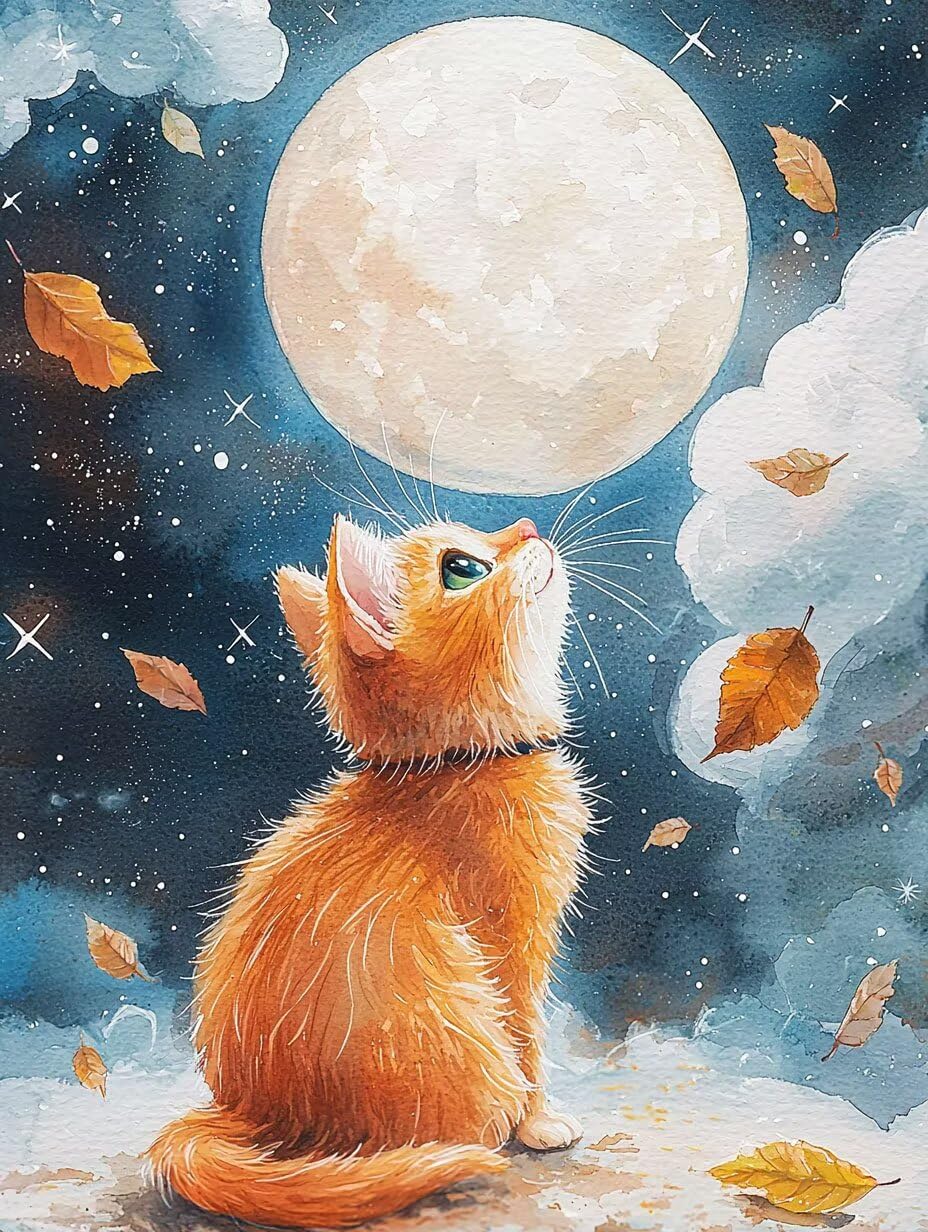 WEISHIWE Gatto lunare Dipingere con i Numeri per Adulti, 70x90cm a-1117