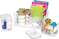 Vista 3 de Richards Homewares - Contenedores de almacenamiento de plástico transparente con tapas, 1 grande, 1 mediano y 2 recipientes pequeños