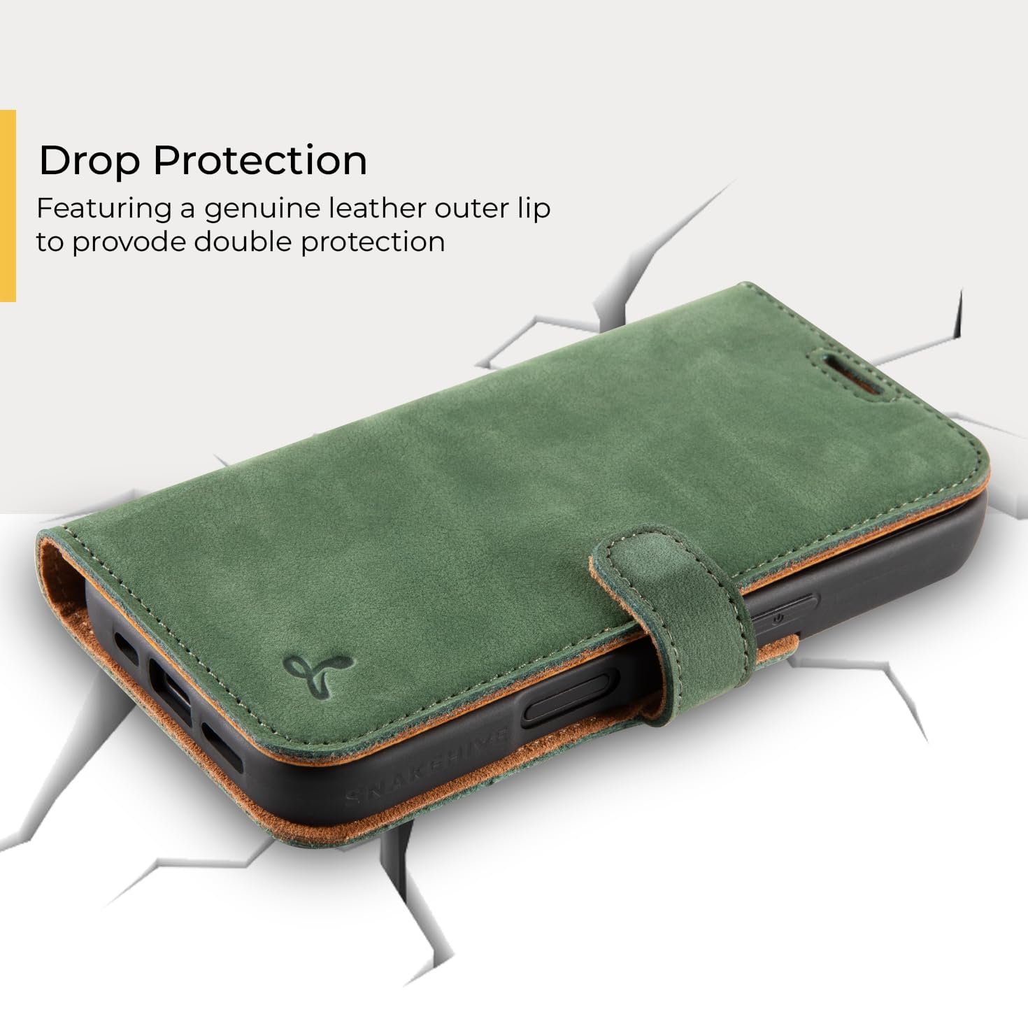 Snakehive Leather Wallet for iPhone 16 Pro, Real Leather Wallet Phone Case with Viewing Stand and Card Holder - Image 3