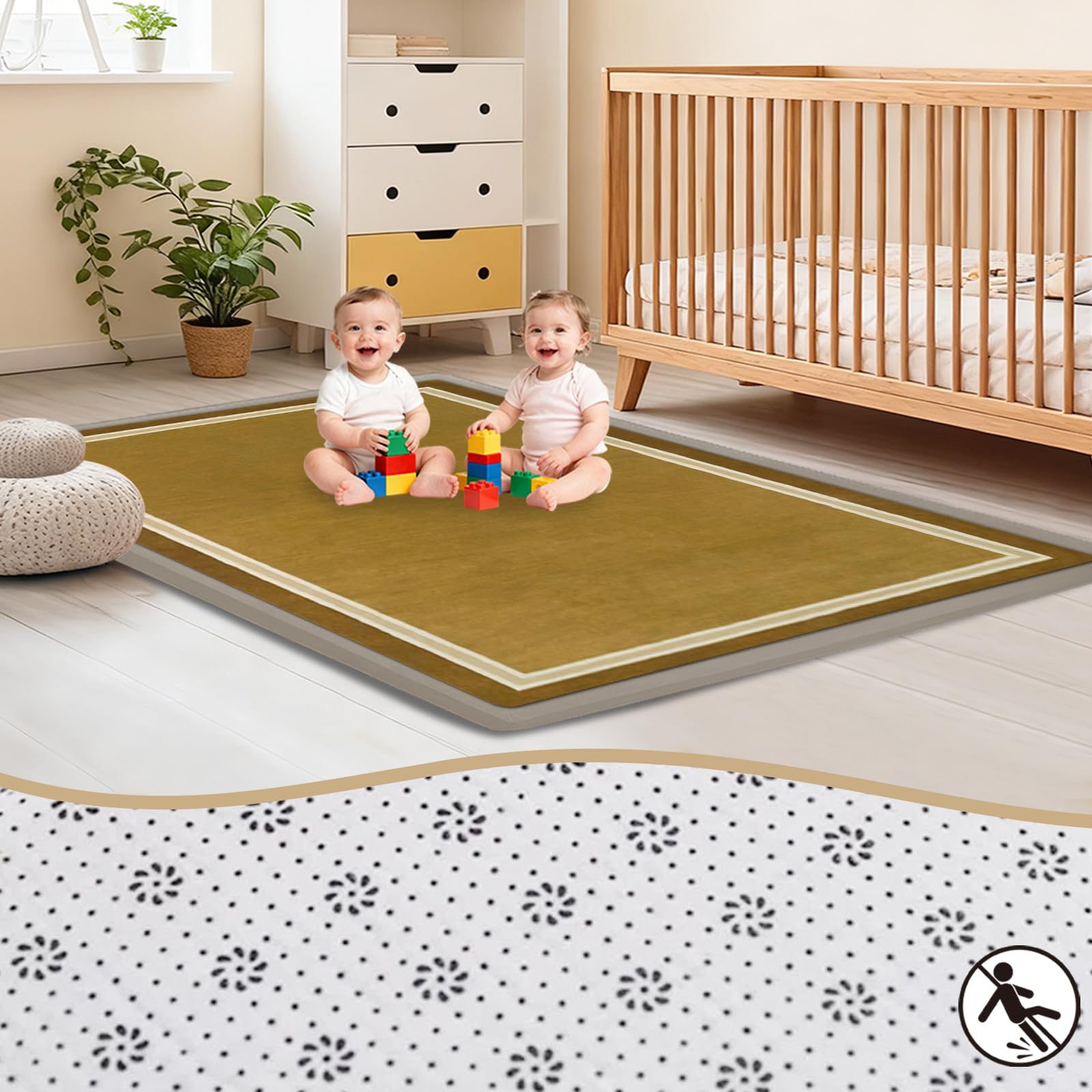 2 cm EXTRA DICK Spielmatte Baby, Krabbelmatte Baby, Hochwertige Babymatte aus Memory Schaum - Kinder Spielteppich, Teppich Kinderzimmer, Babygeschenk Braun 200 x 300cm