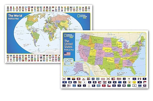 National Geographic World and United States for Kids Maps (Poster Size: 36 x 24 in) [Map Pack Bundle] (National Geographic Reference Map)