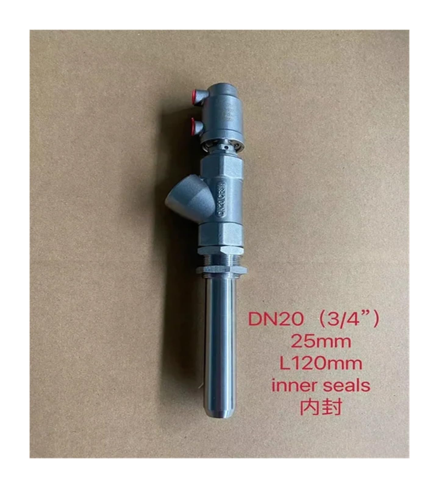 Máquina llenadora con Varilla de extensión de Acero Inoxidable DN15-27, Boquilla de Descarga neumática antigoteo y válvula de llenado. | DN20-27 25MM L120MM