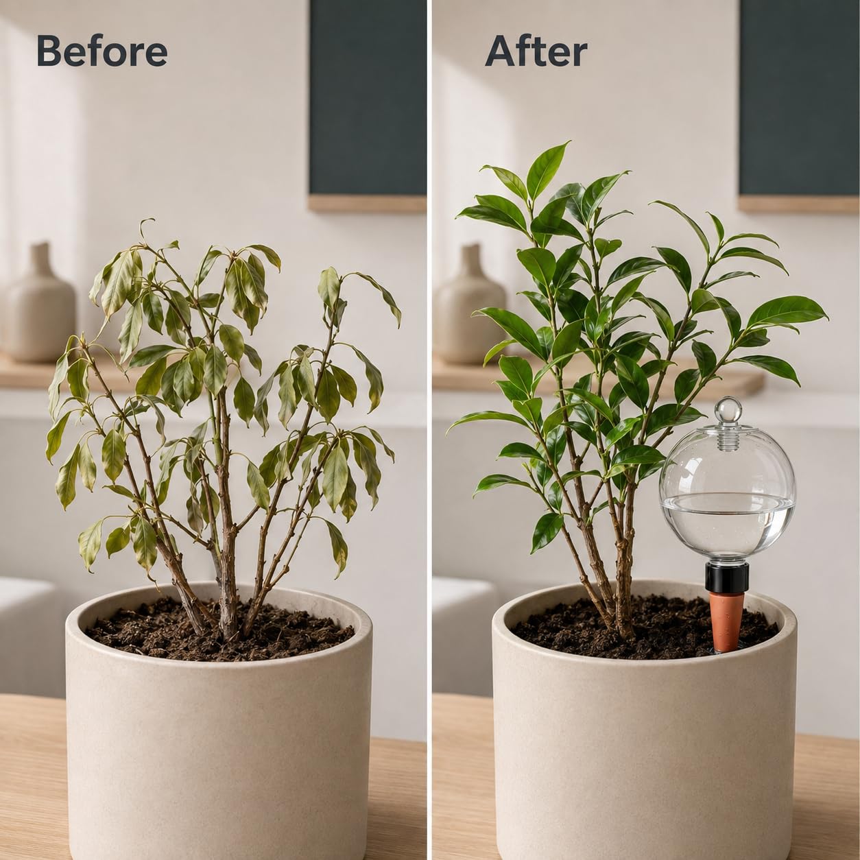 Lot de 2 grands globes d'arrosage automatique en plastique pour plantes 737 g | Jusqu'à 21 jours d'arrosage pour de longues vacances, bouchon en verre anti-obstruction pour éviter la saleté