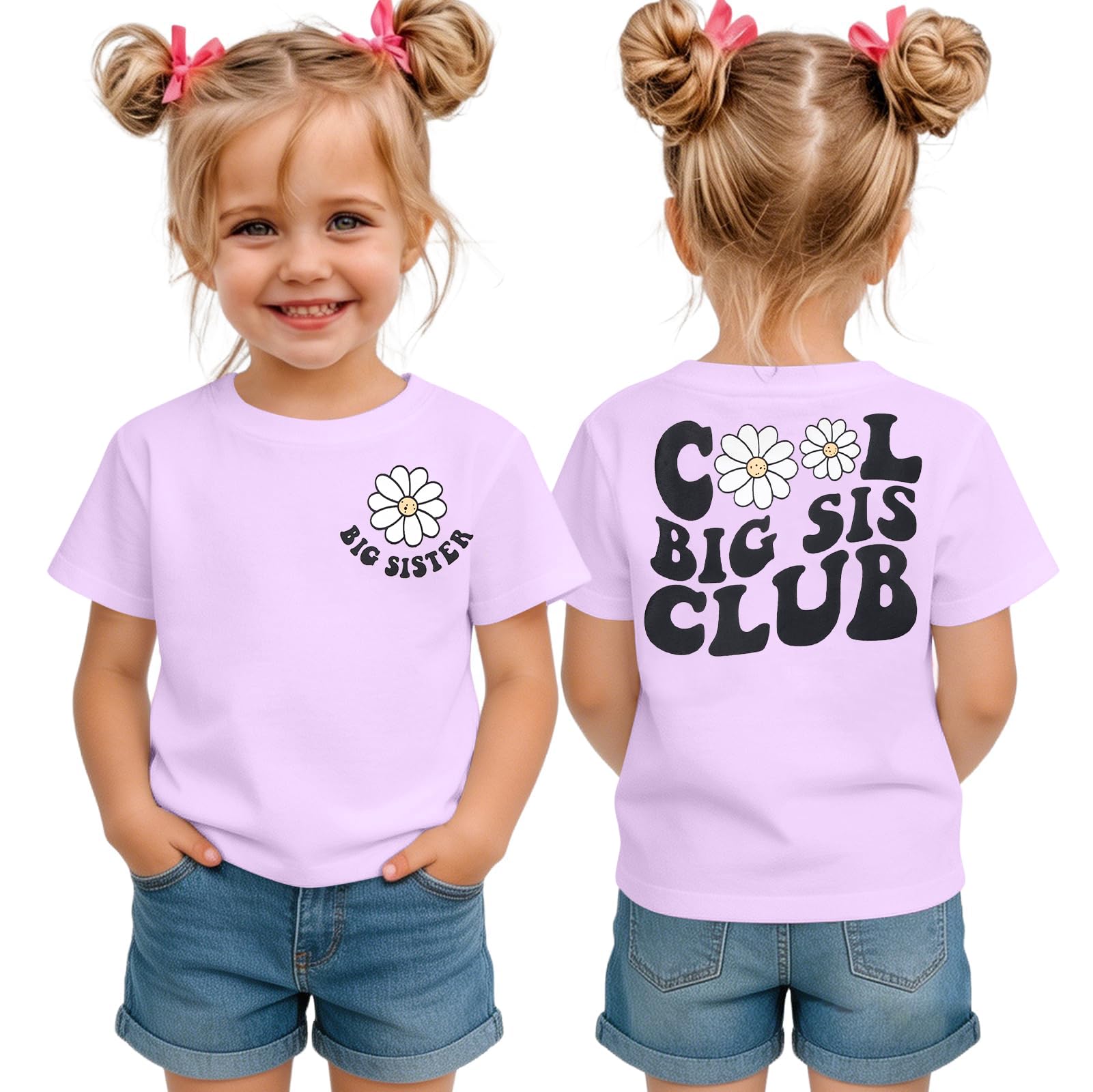 LOTUCY Toddler Girls Big Sister Shirt Cool Big Sis Club Announcement Outfit