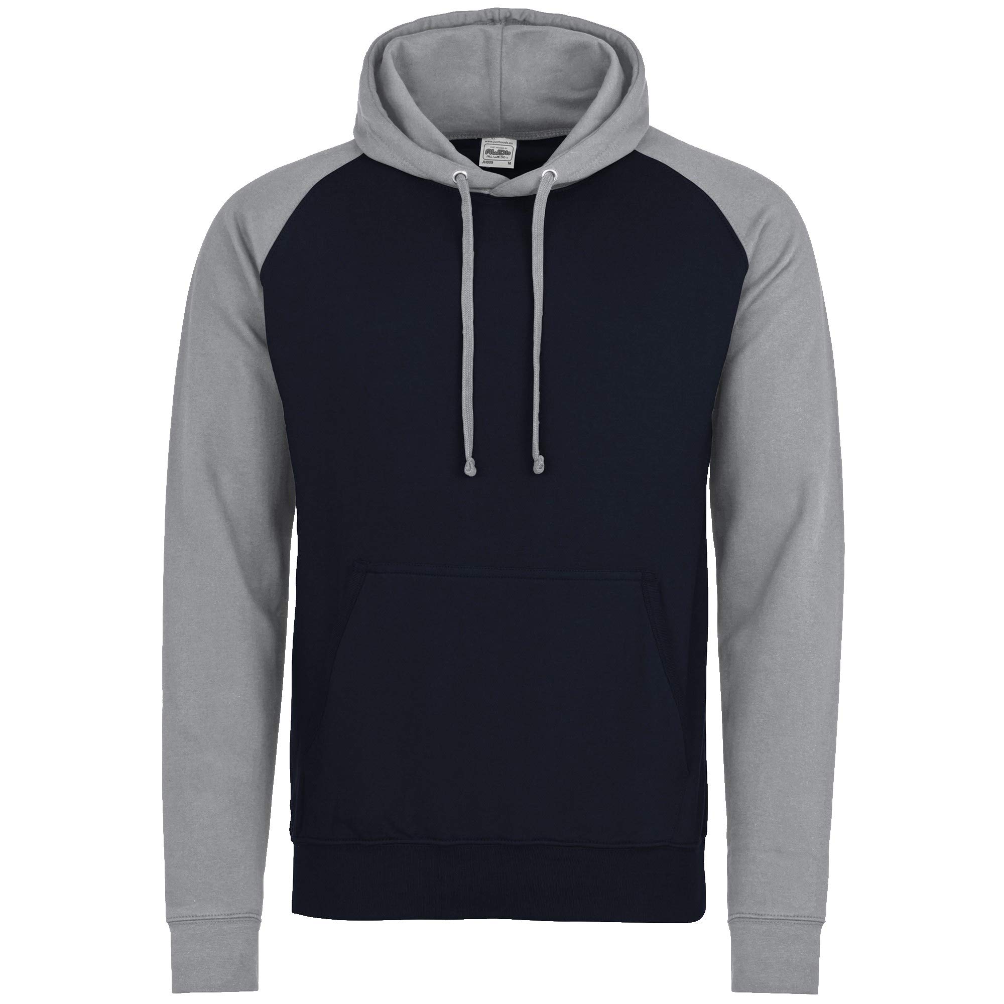 AWDis Men's Baseball Hoodie, Multicoloured (Oxford Navy/Heather Grey), Large