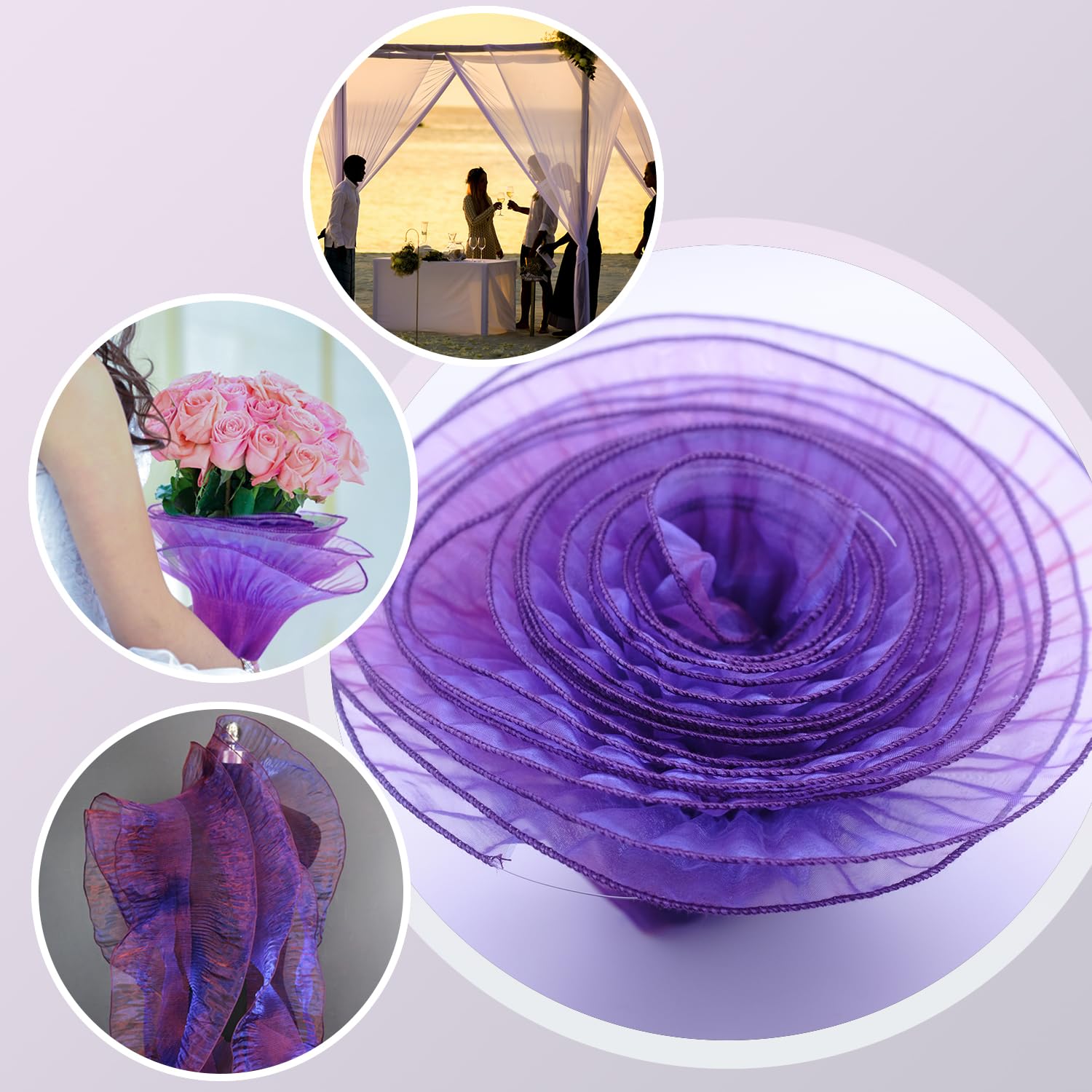 5 Yards Iridescent Ruffle Ribbon Pleated Chiffon Trim Dress Wedding Decoration Craft Sewing(Magic Rose Violet) - Image 3