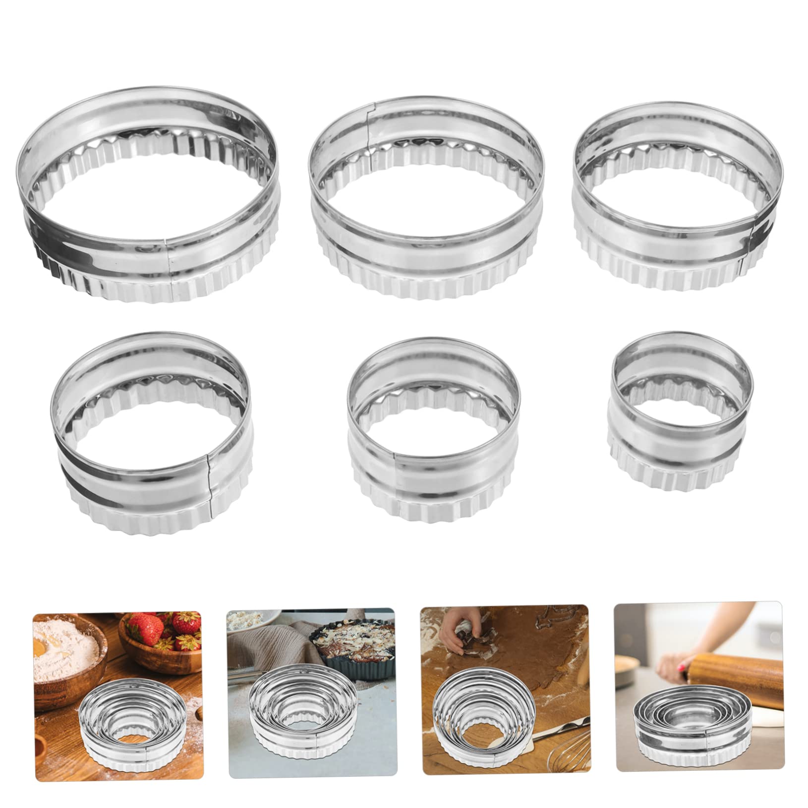 MUCKLILY 6Pcs Round Cake Ring Stainless Steel Mousse Molds for Baking and Pastry Non Stick Design Lightweight and Reusable for DIY Desserts and Mousse Creations