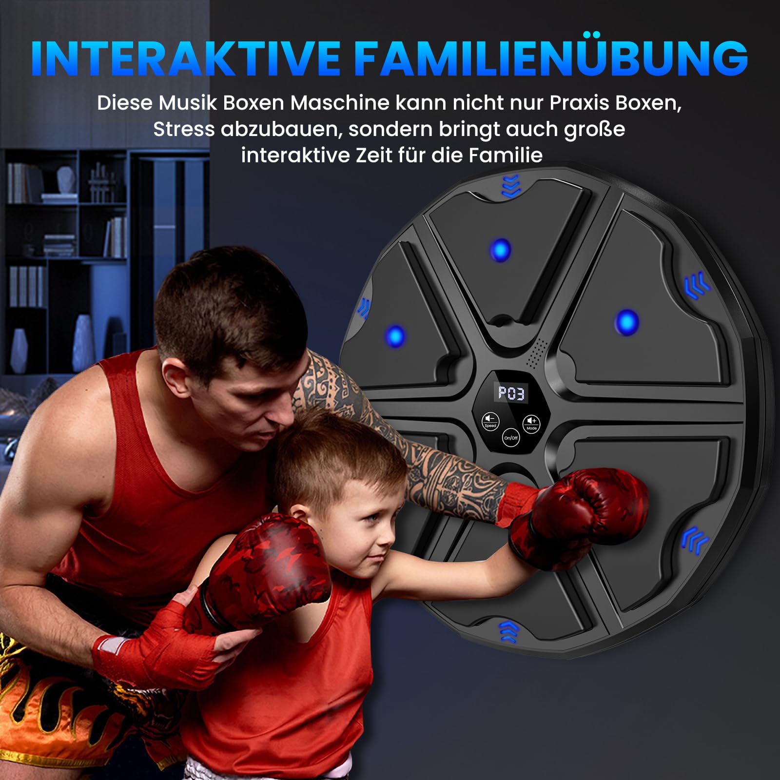 Music Boxing Machine, LED Elektronische Musik Boxing Machine mit Boxhandschuhen, 9 Geschwindigkeitsmodi und Zählmodus Unterstützt Bluetooth, Geschenk Für Erwachsene und Kinder Exercise