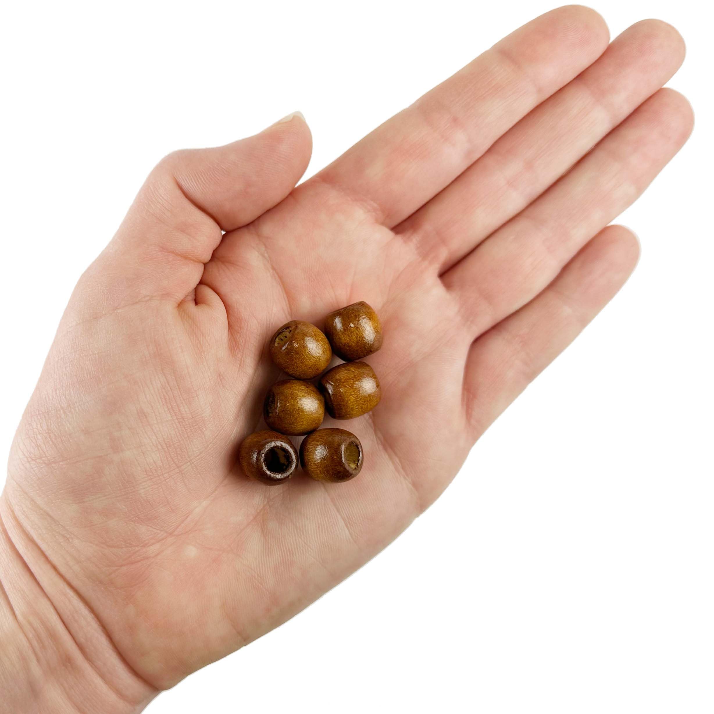 Koraliki z dużym otworem, Koraliki drewniane makramy z dużym otworem 12 mm x 10, otwór 5, wielokolorowe, opakowanie 500 lub 1000 szt(Brown,500)