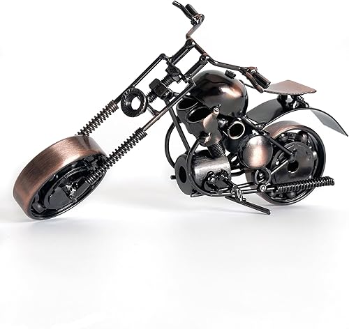 Escultura de motocicleta de metal vintage, regalo de decoración de moto de escritorio de hierro para jinete, papá, amigo o cualquier persona que ama