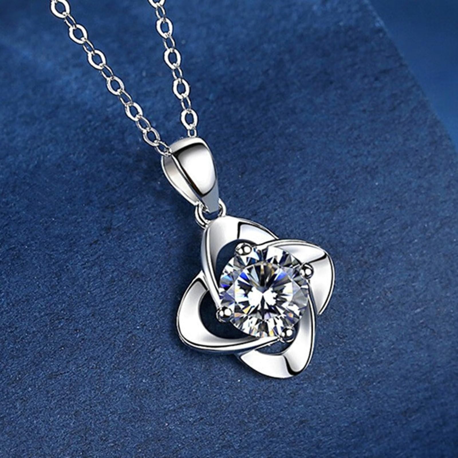 Collar para mujer de oro blanco 750 585 375 de oro auténtico, cadena colgante de trébol con moissanita, 1 ct, collar de boda para mujer