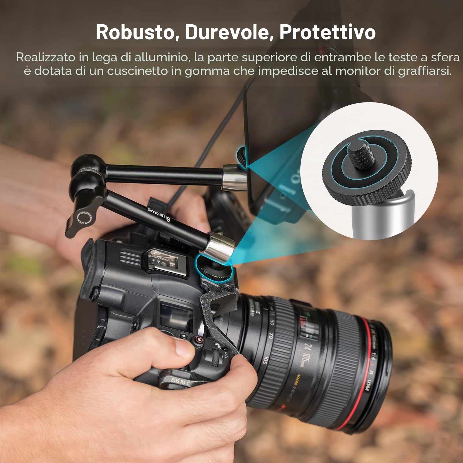 SMALLRIG Super morsetto e braccio magico articolato a attrito regolabile da 10 pollici con vite da 1/4" per monitor LCD/luci LED - 2732B