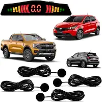Sensor de Ré Estacionamento Emborrachado 4 Pontos Display Led Preto Fosco