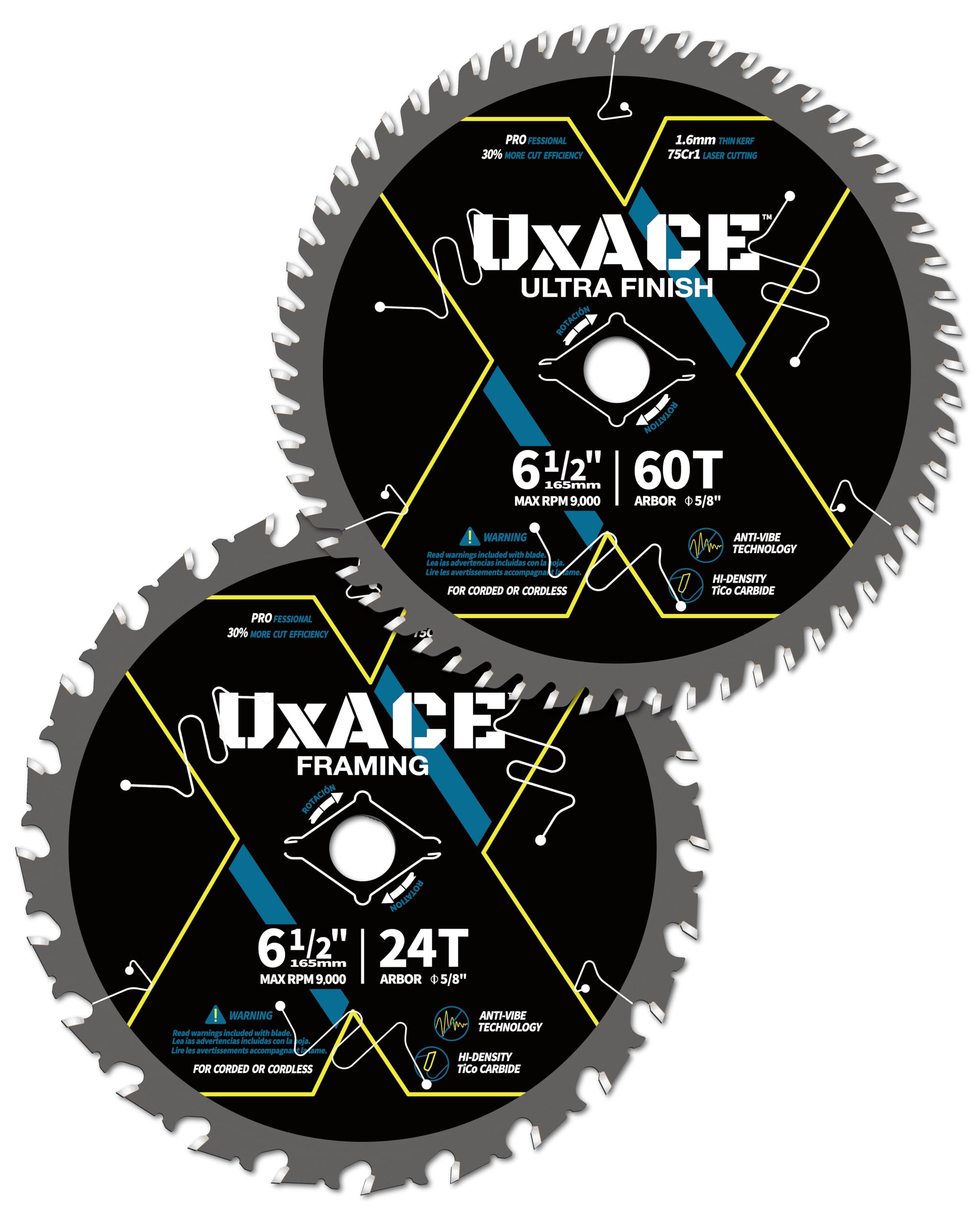 UXACE 60 Tooth Circular Saw Blade - Premium Wood Cutting -16 UXACE 60 Tooth Circular Saw Blade - Premium Wood Cutting -16