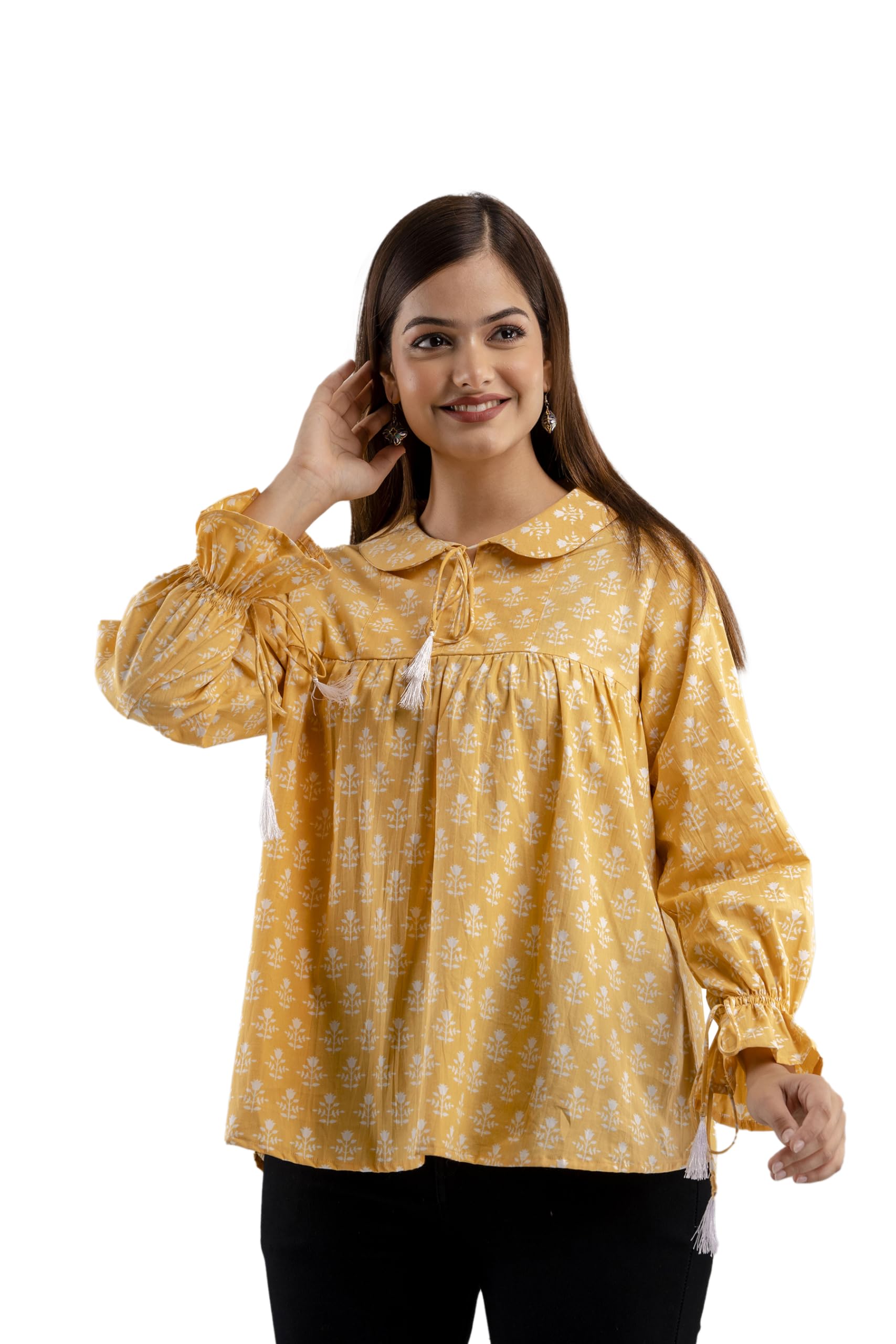 DMP FASHION Womens Cotton Floral Printed Classic Small Boota Baby Pink Collarad Fashion Sleeve Top (B0CKJ47ZB1) Amazon Price History, Amazon Price Tracker