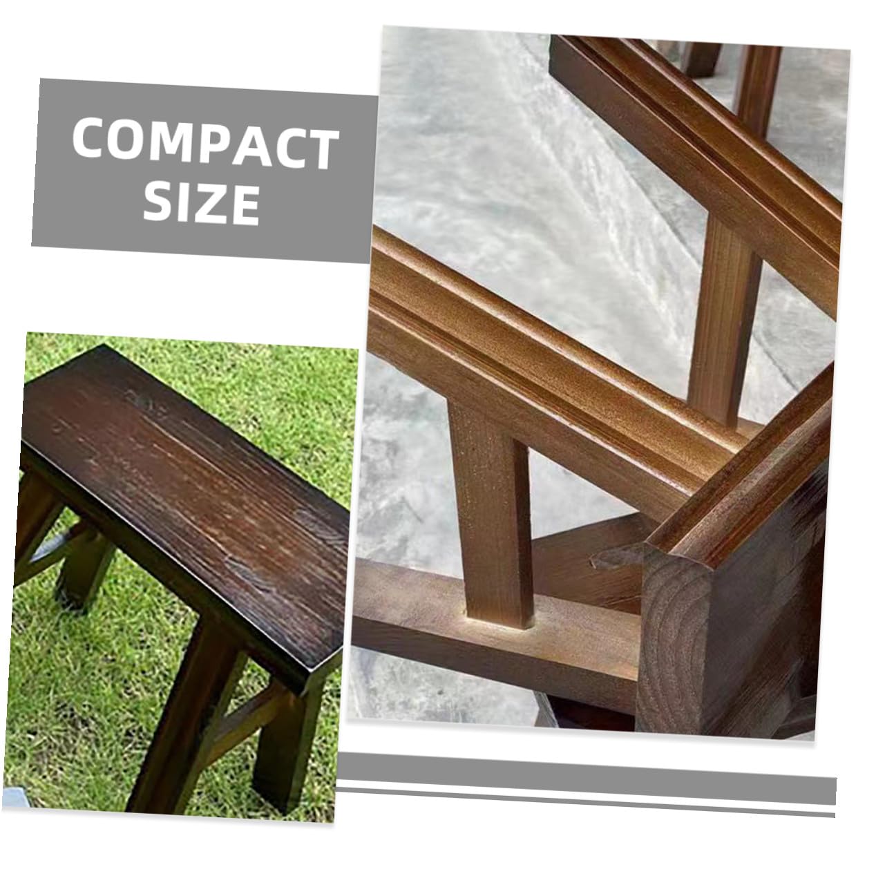 Gatuida Sgabello in Legno per Adulti e Bambini Piccolo Sgabello da Letto in Pino 23 Cm per Cambio Scarpe e Toeletta Portatile per Camera da Letto e Bagno