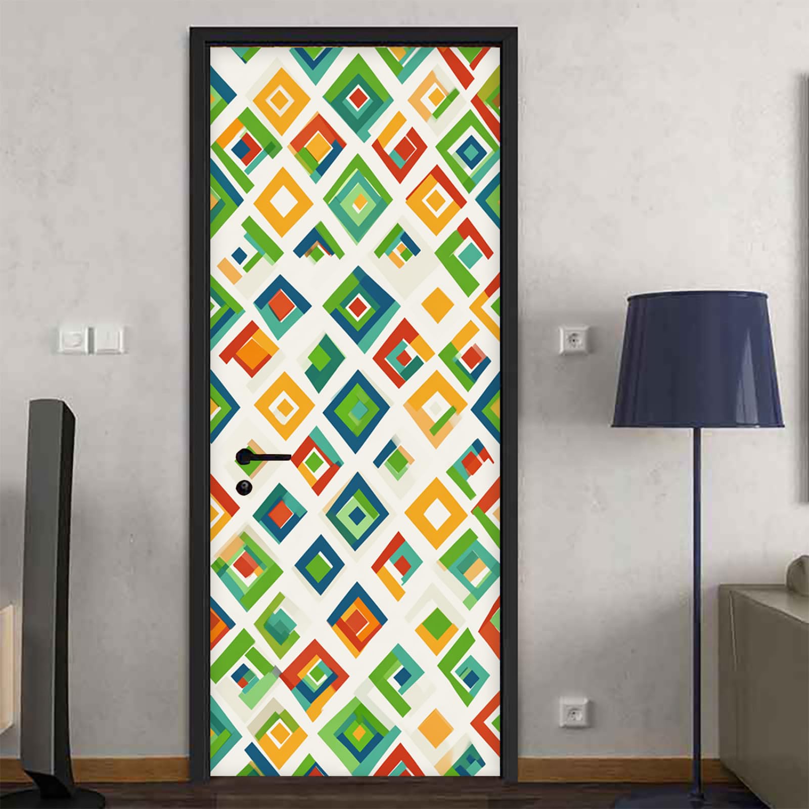 Stickers porte blanc vert orange pour dynamiser la décoration d'une chambre d'enfant
