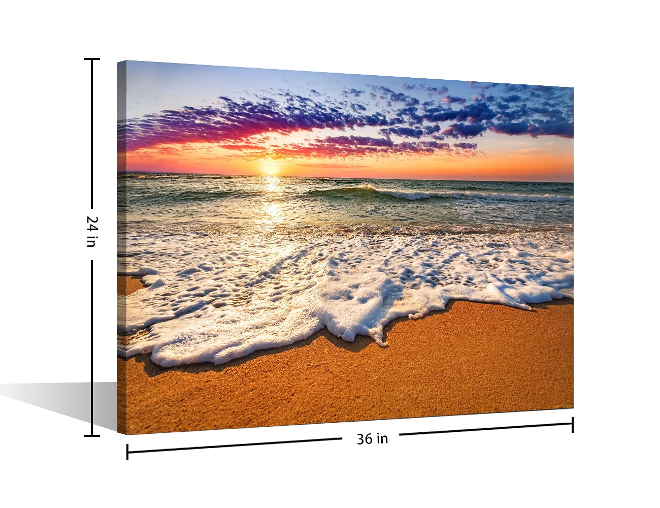TISHIRON Canvas Wall Art Tropical Beach Sunset Picture for Living Room Kitchen or Bedroom Modern Art wall Decor Seascape Ready to Hang(36X24in) - Image 2