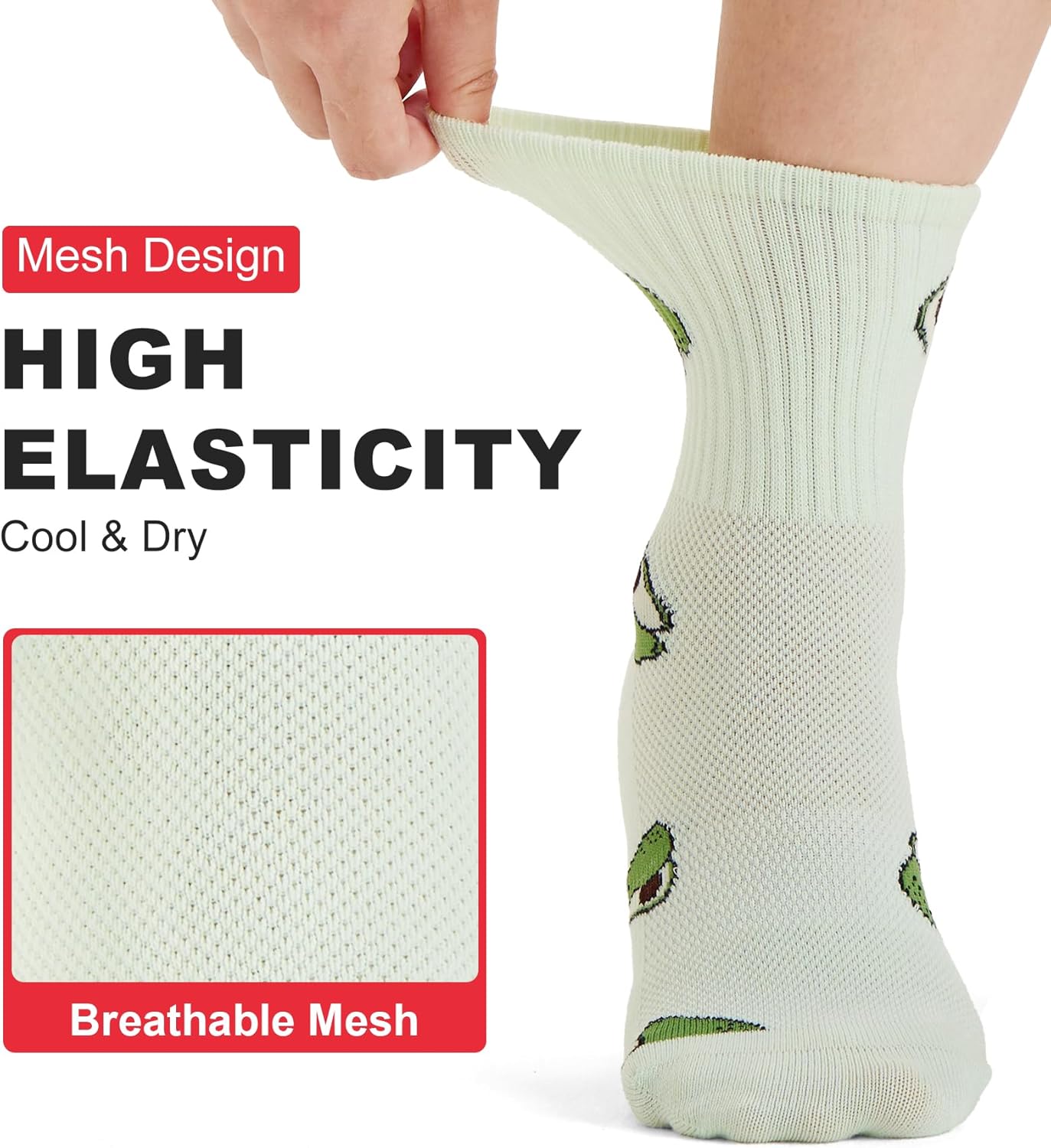 6pairs Grip Pilates Socks with grips for Women Crew Cotton Non Slip Grippy Socks Yoga Barre Workout Gifts - Image 3