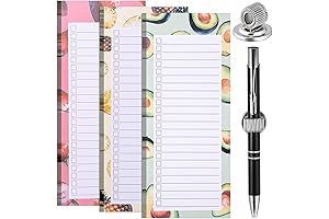 3 Pack Magnetic Shopping List Notepad and Magnetic Pen Clip