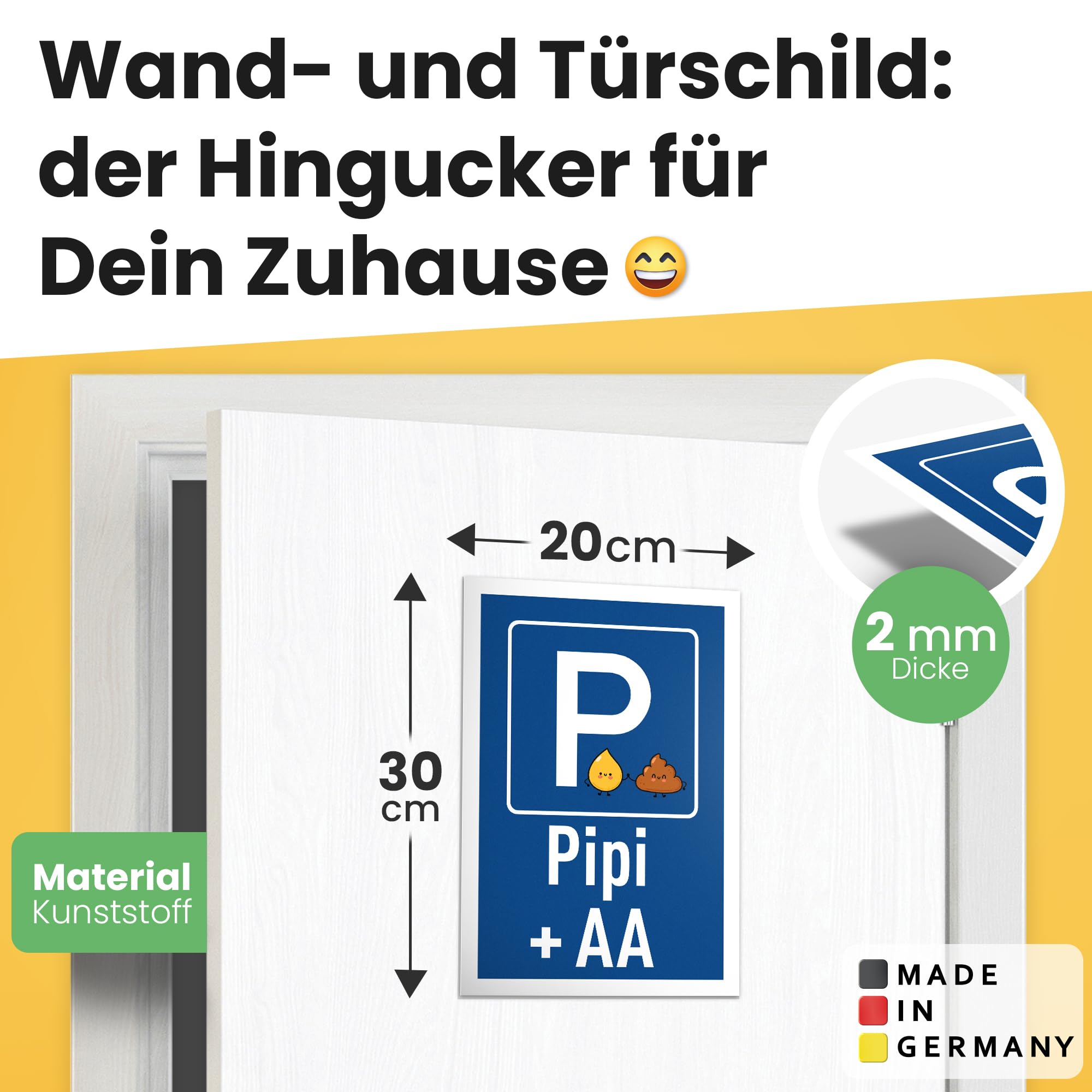DankeDir! Parkplatz Pipi AA Plastic Sign 30 x 20 cm, Toilet Sign for Hanging Toilet Sign Toilet Sign Funny Toilet Sign - Image 2