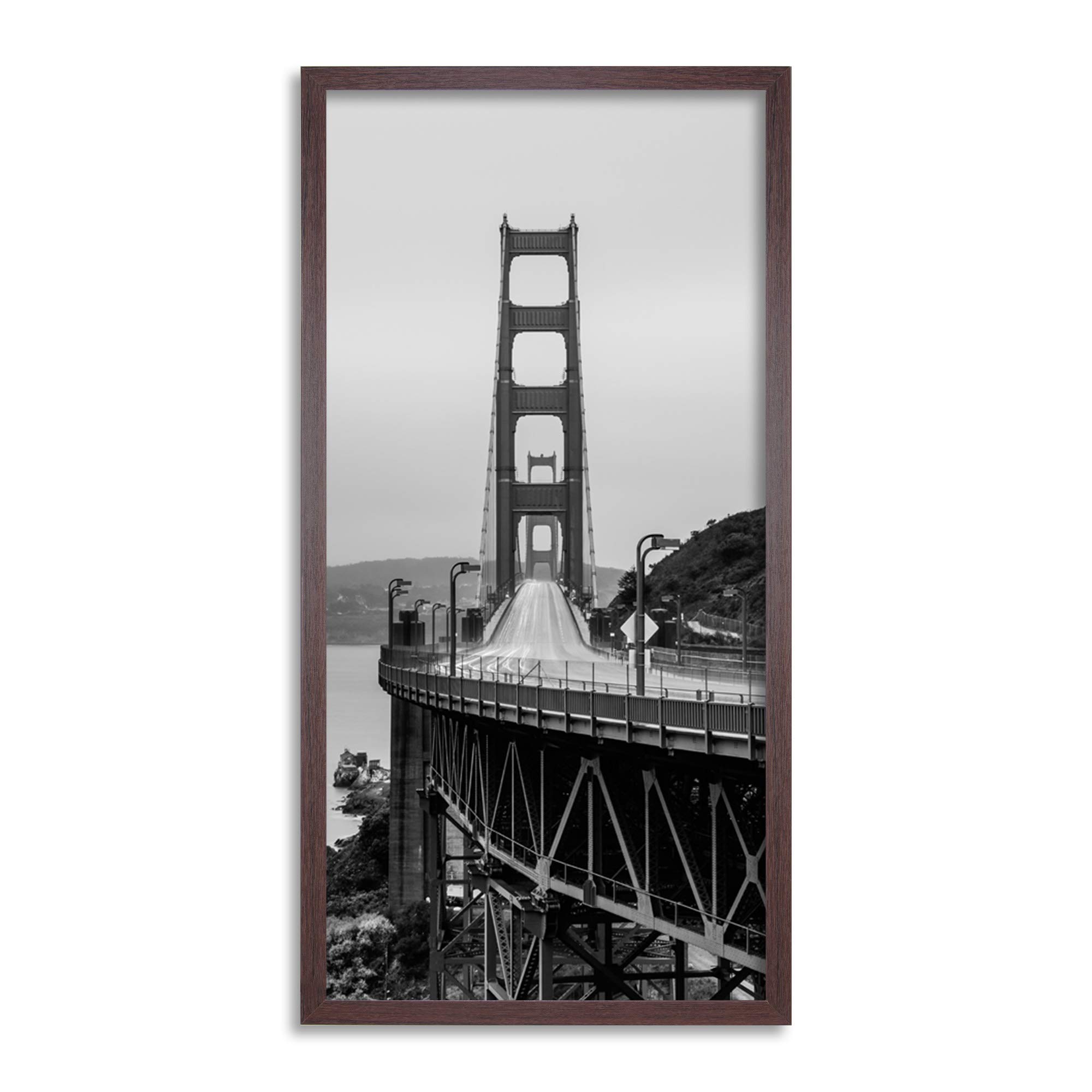 Wee Blue Coo Blue,Golden Golden Gate Bridge San Francisco Long Panel Framed Wall Art Print