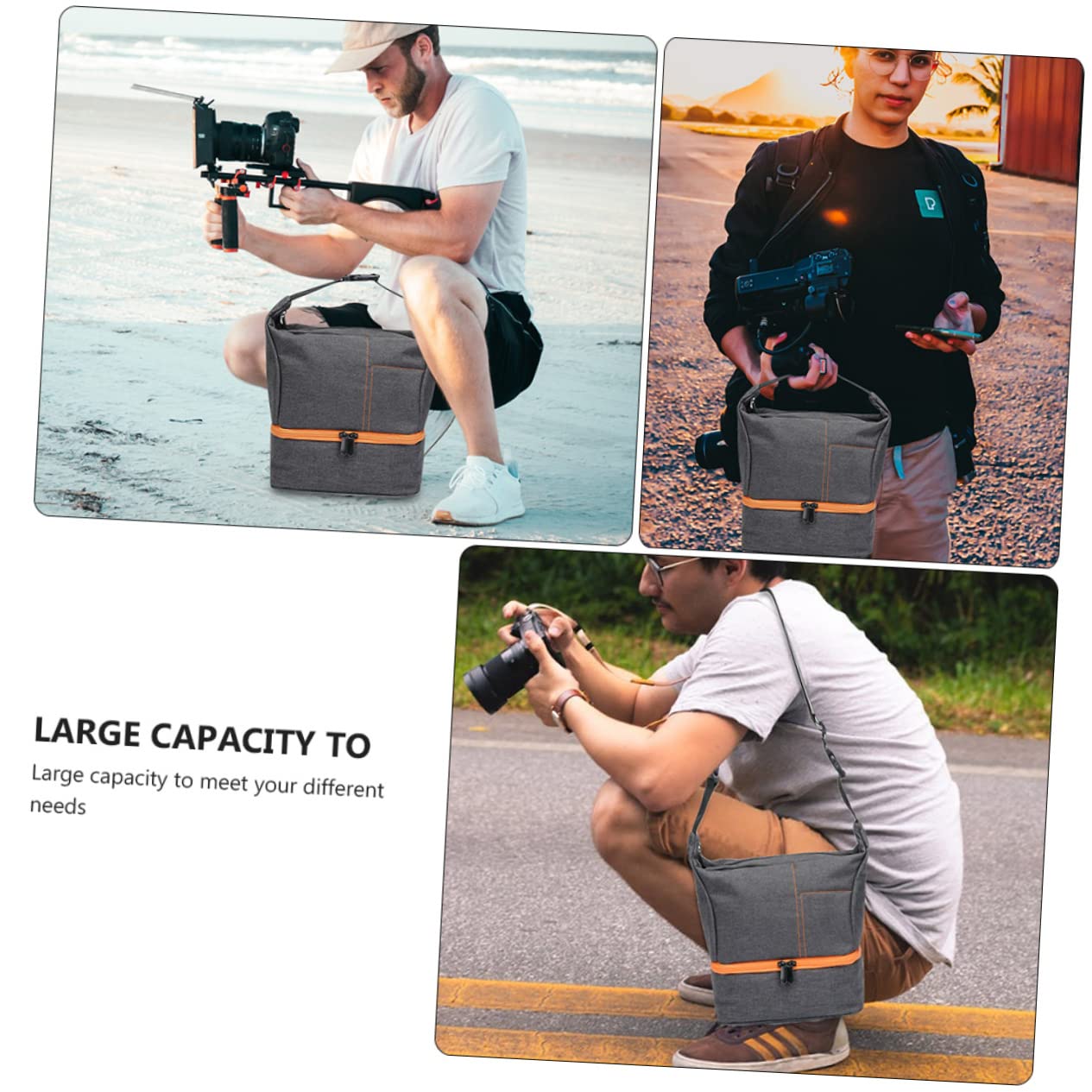 SHINEOFI Bolsa de Cámara Portátil y Prueba de con Compartimentos Separados para DSLR y Lentes para y Almacenamiento de Accesorios