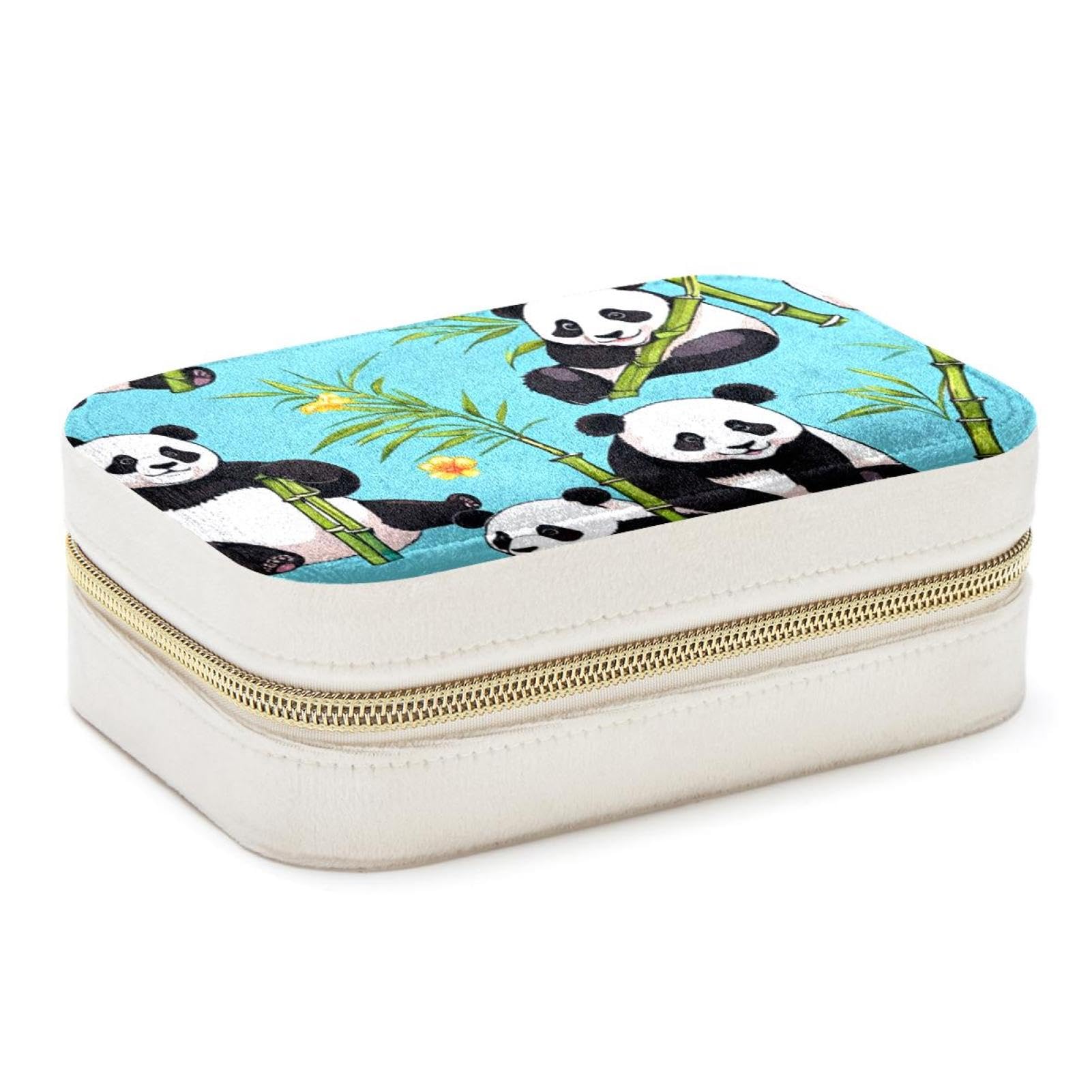 Étui de rangement de bijoux panda bleu de qualité supérieure, écrin rigide pour voyage