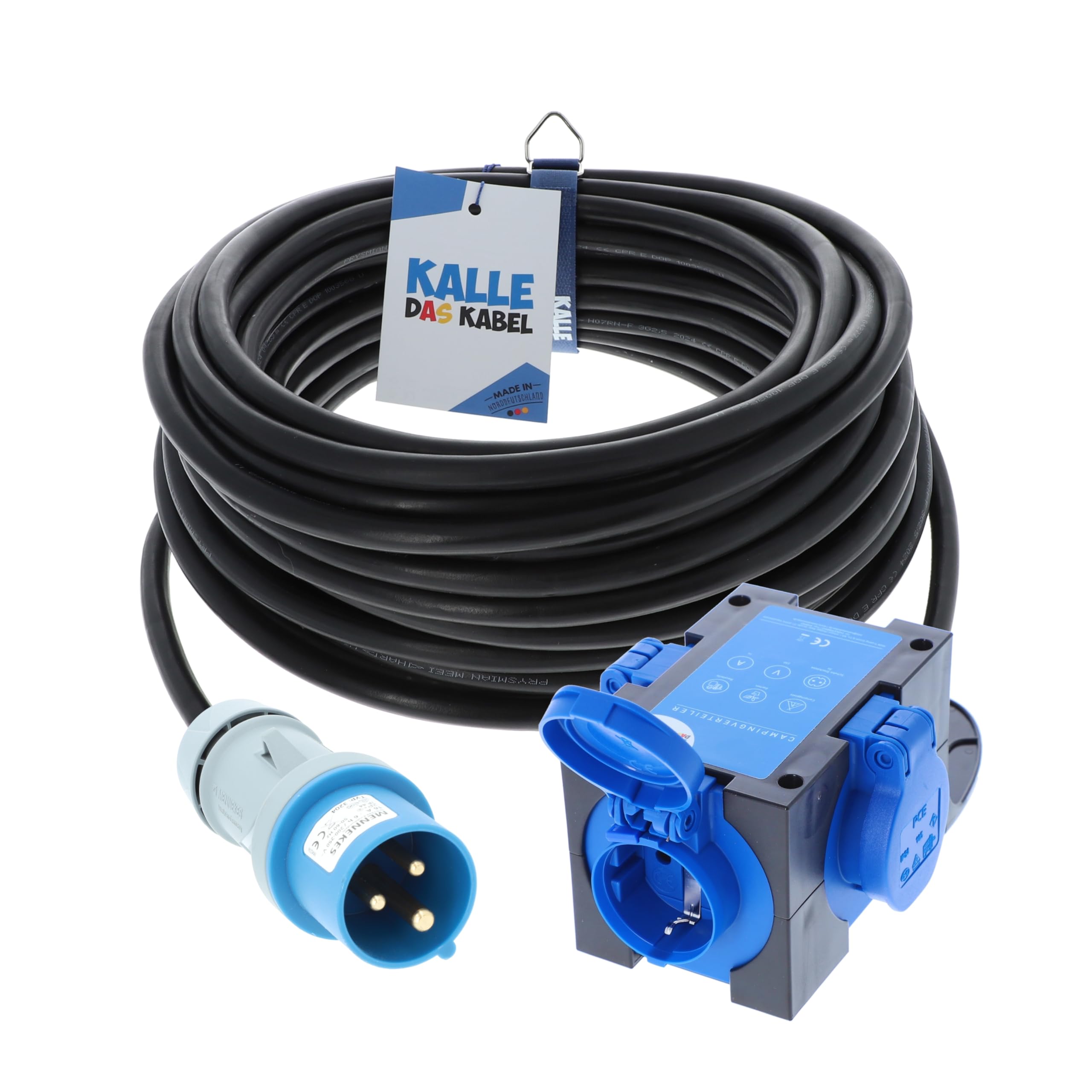 CEE Adapterleitung KALLE Blue Zelt Edition SCHUKO 3G 2,5mm² 10 Meter