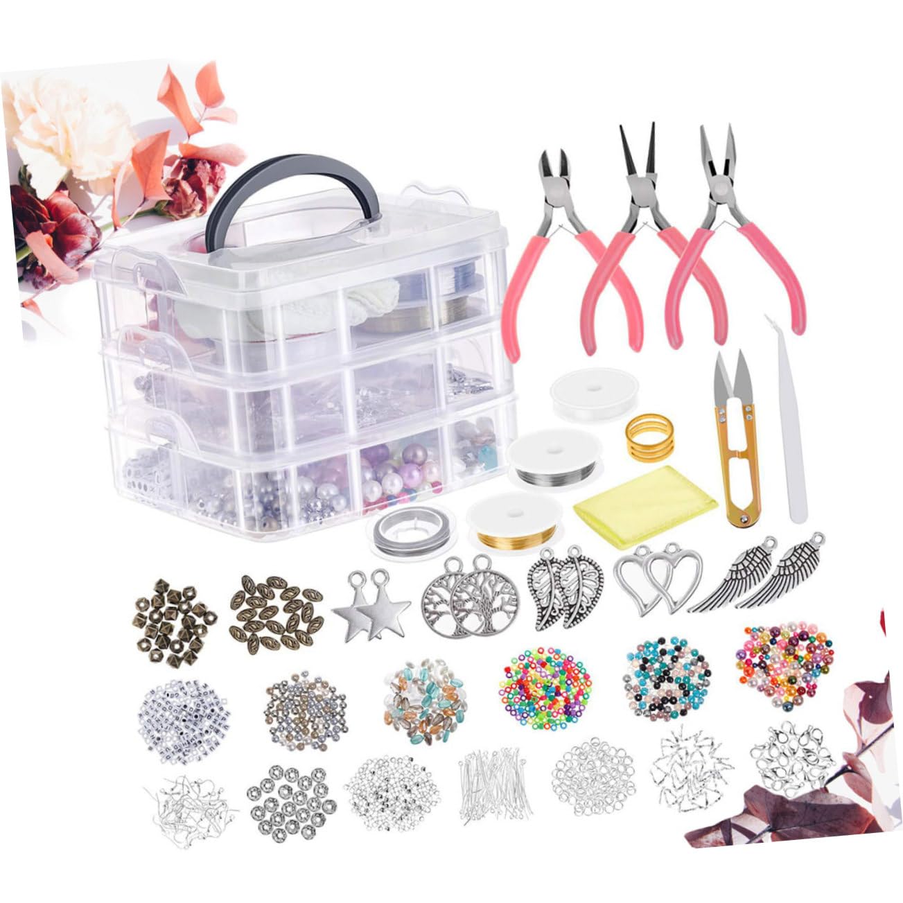 COHEALI Kit per Creazione Gioielli 1186 Pezzi, Set a Tre Strati