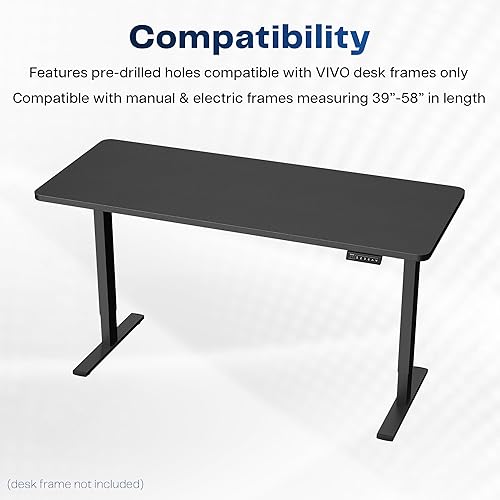 Vista 77 de VIVO DESK-TOP60G - Mesa universal de una pieza de 60 x 24 pulgadas, color gris oscuro, para marcos de escritorio estándar y sentados a pie, altura