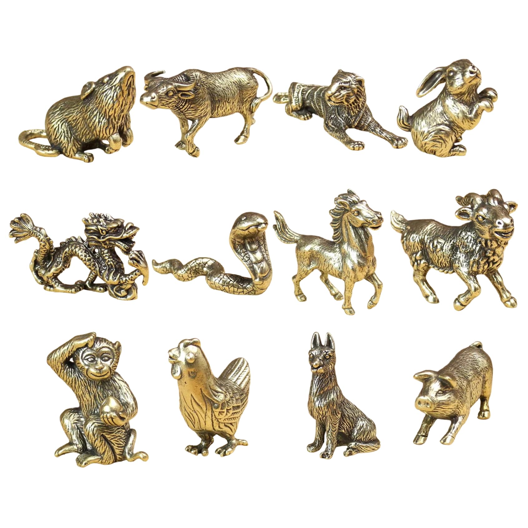 Mini Statues Vintage des 12 Animaux du Zodiaque : Idée Cadeau Feng Shui Idéale