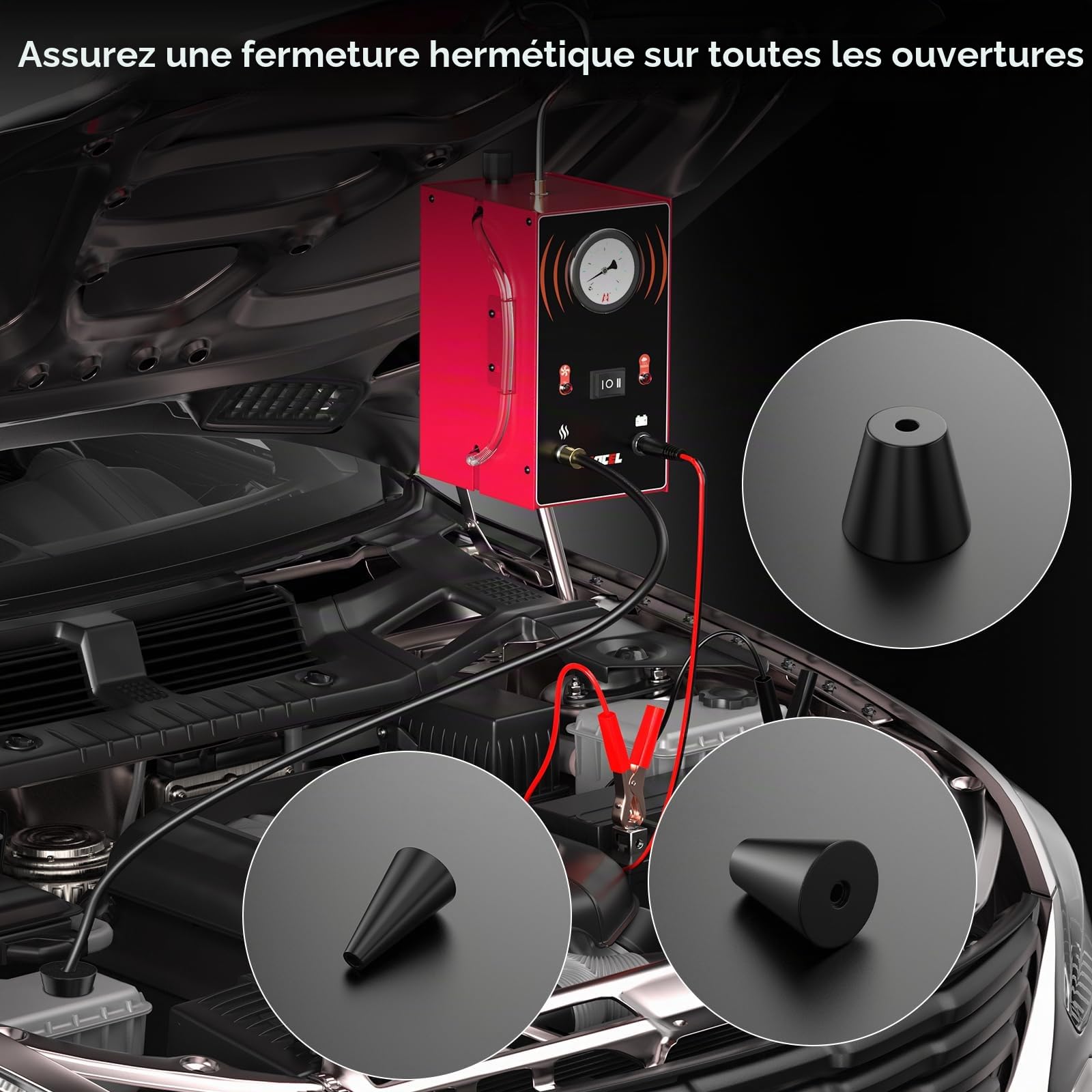 ANCEL S200 Machine Fumée EVAP, Détecteur Test Fuite De Système Carburant Voiture 12V avec Manomètre, Testeur de Fuite sous Vide Automobile avec 2 Modes pour Tous Les Véhicules Moto Camion VTT Bateau