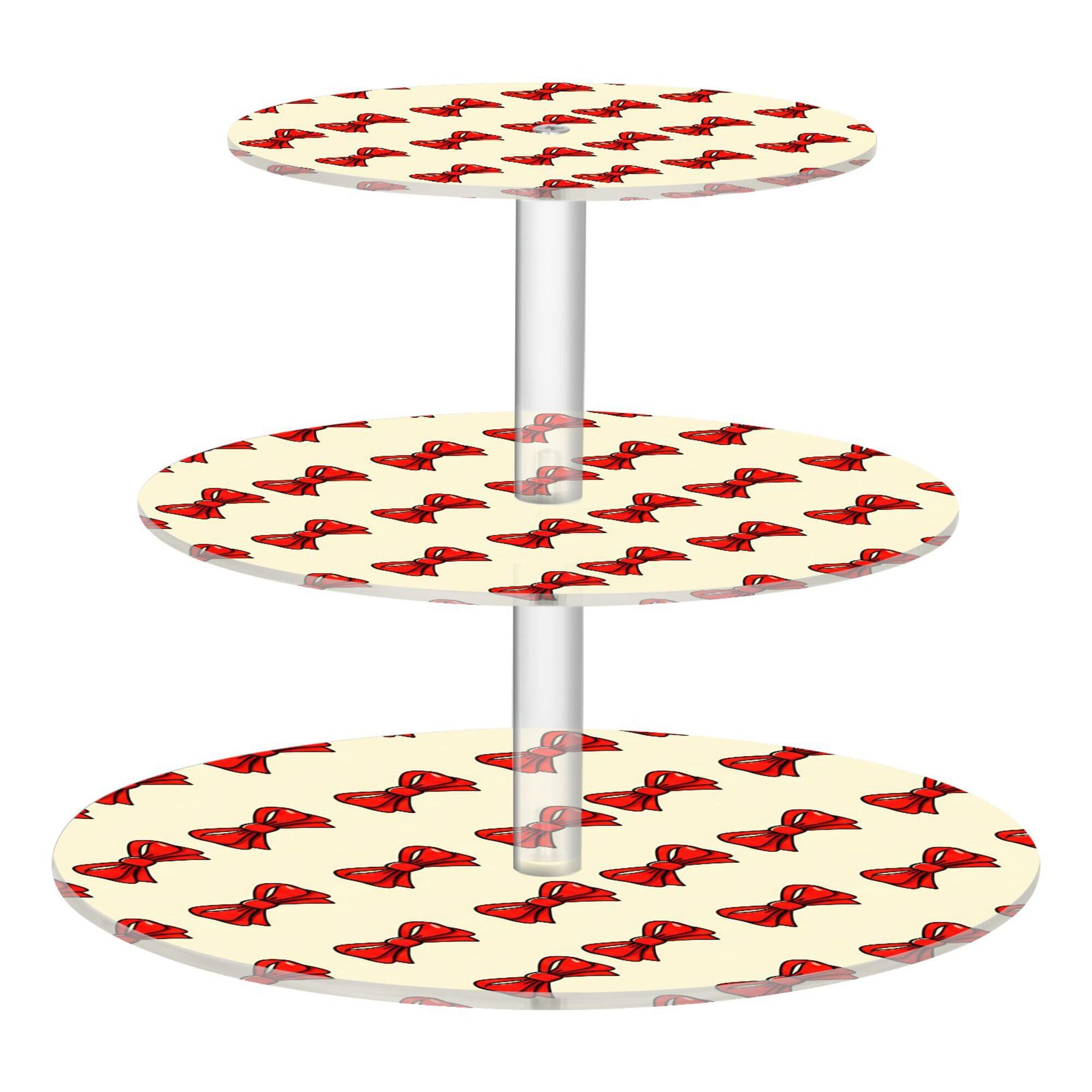 PYBUG Red Bows 3 Tier Acrylic Cupcake Stands Tower,Dessert Table Display Set for Tea Party,Wedding,Birthday, Baby Shower