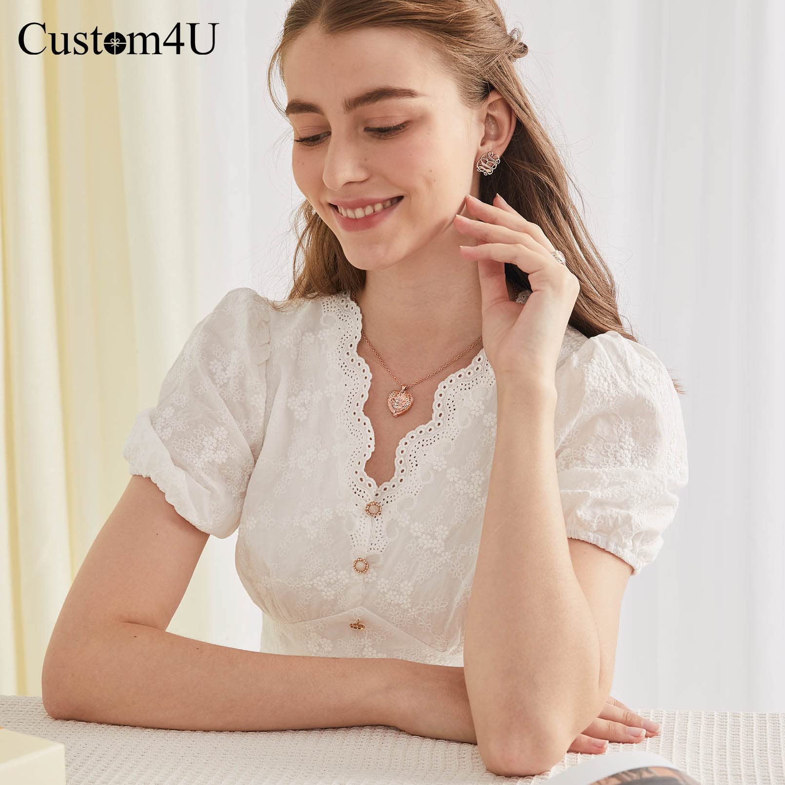 Custom4U Collar Foto Personalizada Mujer Alas de Angel Colgante Corazón Romántico Joyería Memorial Pareja Regalo Día Valentín Aniversario