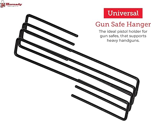 Miniatura 3 de Hornady Perchas universales para pistolas, 95870, paquete de 4  Maximiza el espacio seguro para pistolas con fácil acceso debajo del estante