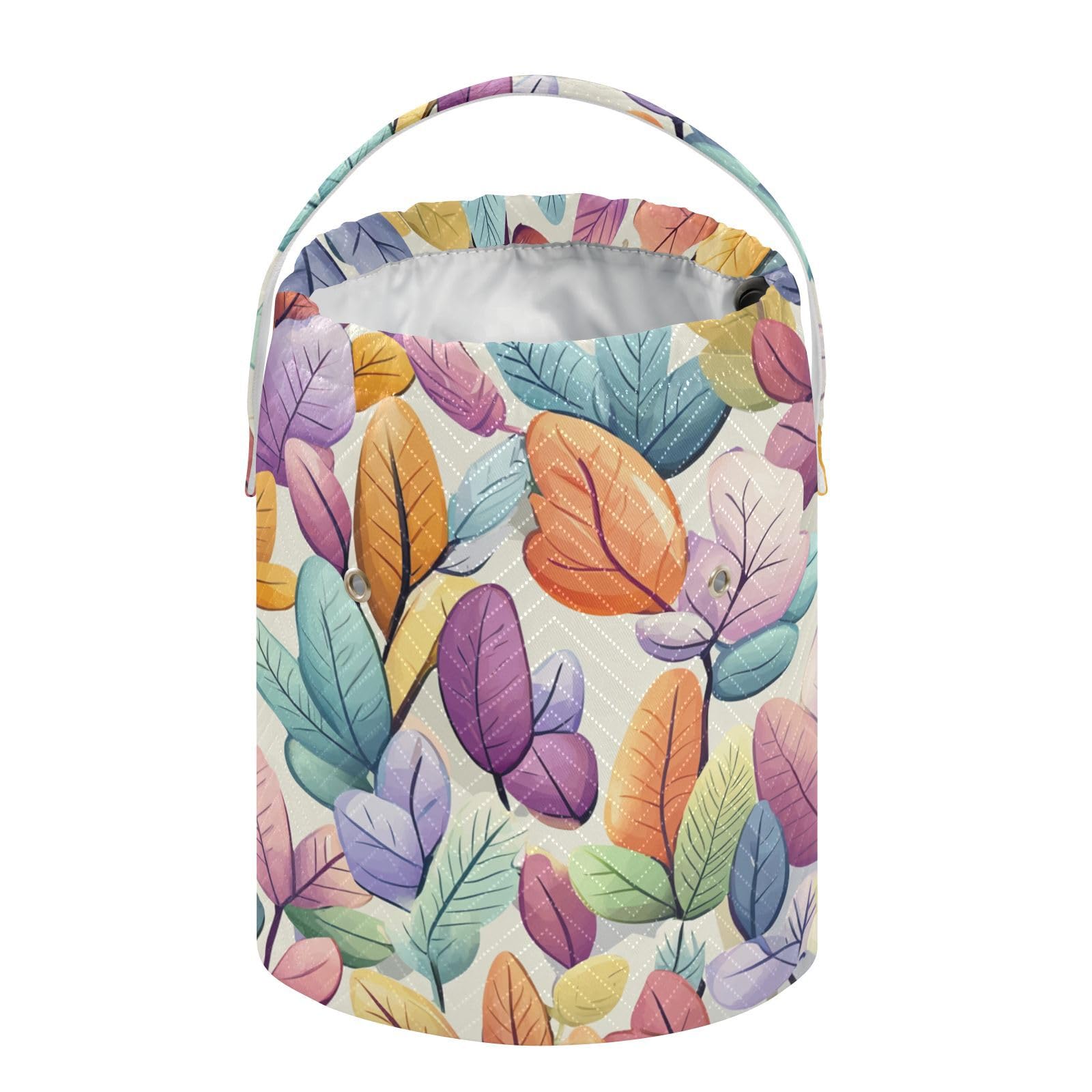 Cartoon Colorful Leaves Crochet Tote Bag Knitting Bags Totes with Holes Storage Bag for Knitting Needle Knitting Storage