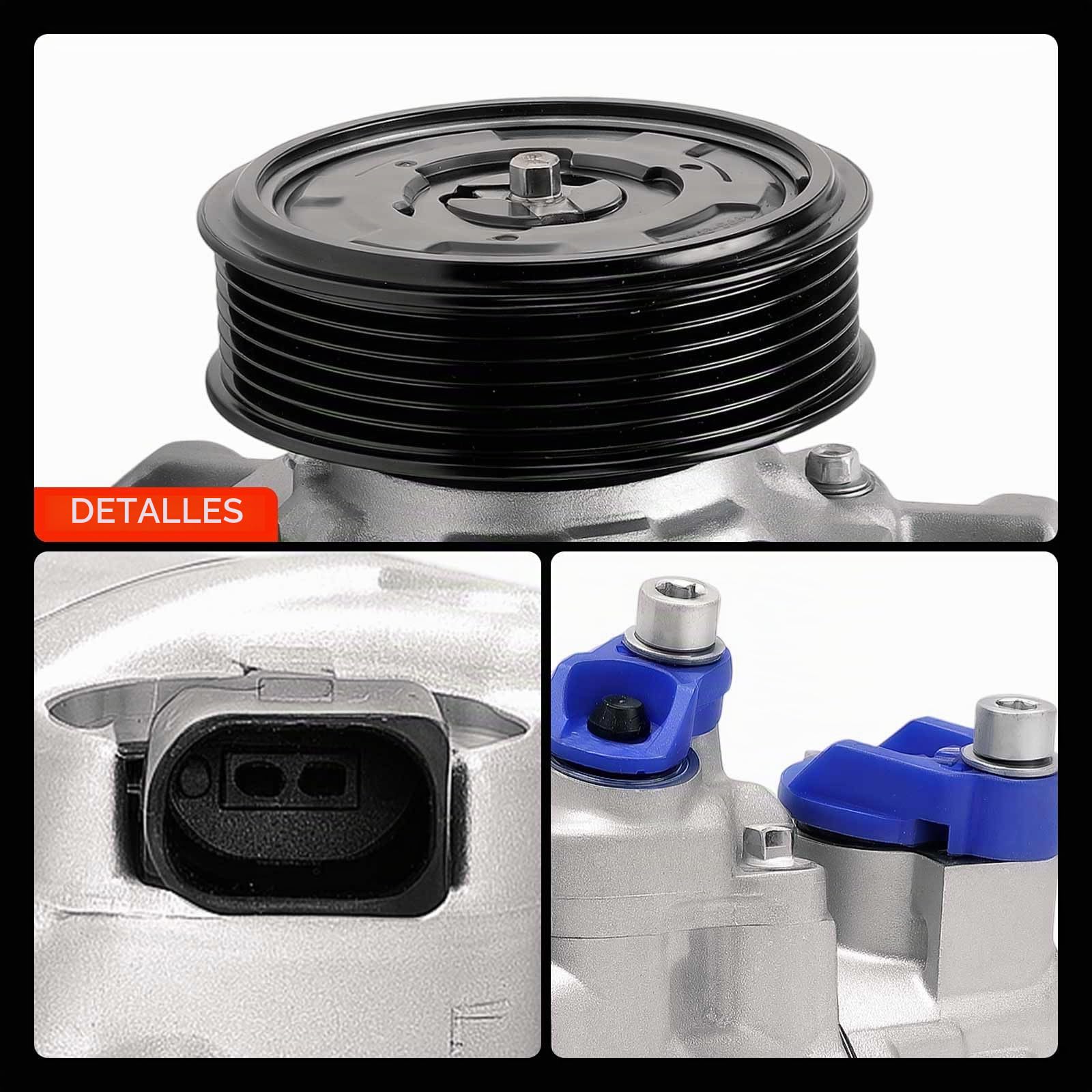Frankberg Compresor de aire acondicionado con embrague Compatible con A4 8EC B7 8K2 B8 8KH B8 8ED B7 8K5 B8 8H7 8HE Exeo 3R2 3R5 A6 4F2 C6 4F5 C6 A5 8T3 8F7 8TA 4F0260805AAincl. aceite premezclado