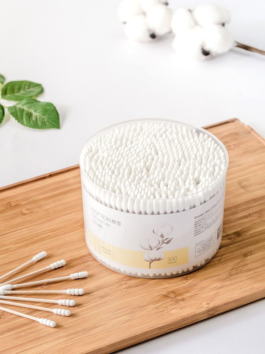 MINISOBamboo Stick Cotton Swabs (Pointed Tips & Spiral Tips), 500 Count