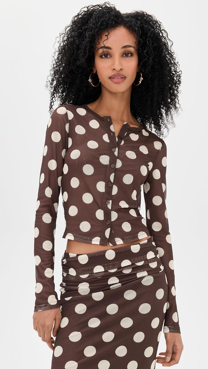 Bailey Rose Women's Chocolate Polka Dot Top - Image 2
