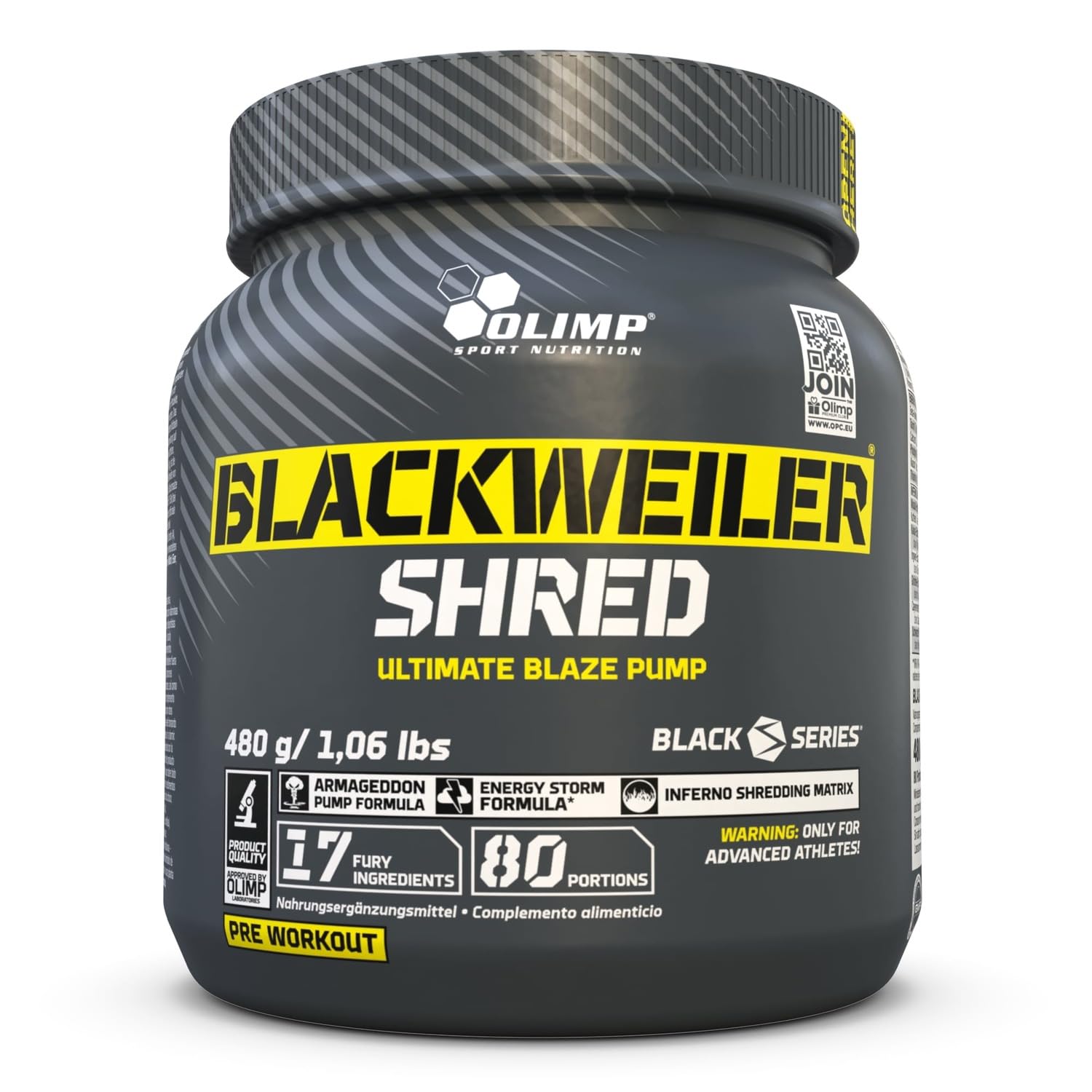 Olimp Sport Nutrition Sport Nutrition Blackweiler Shred, Exotic Orange, 480 g, Pre Workout Booster und Fettverbrenner, L-Arginin und Beta-Alanin