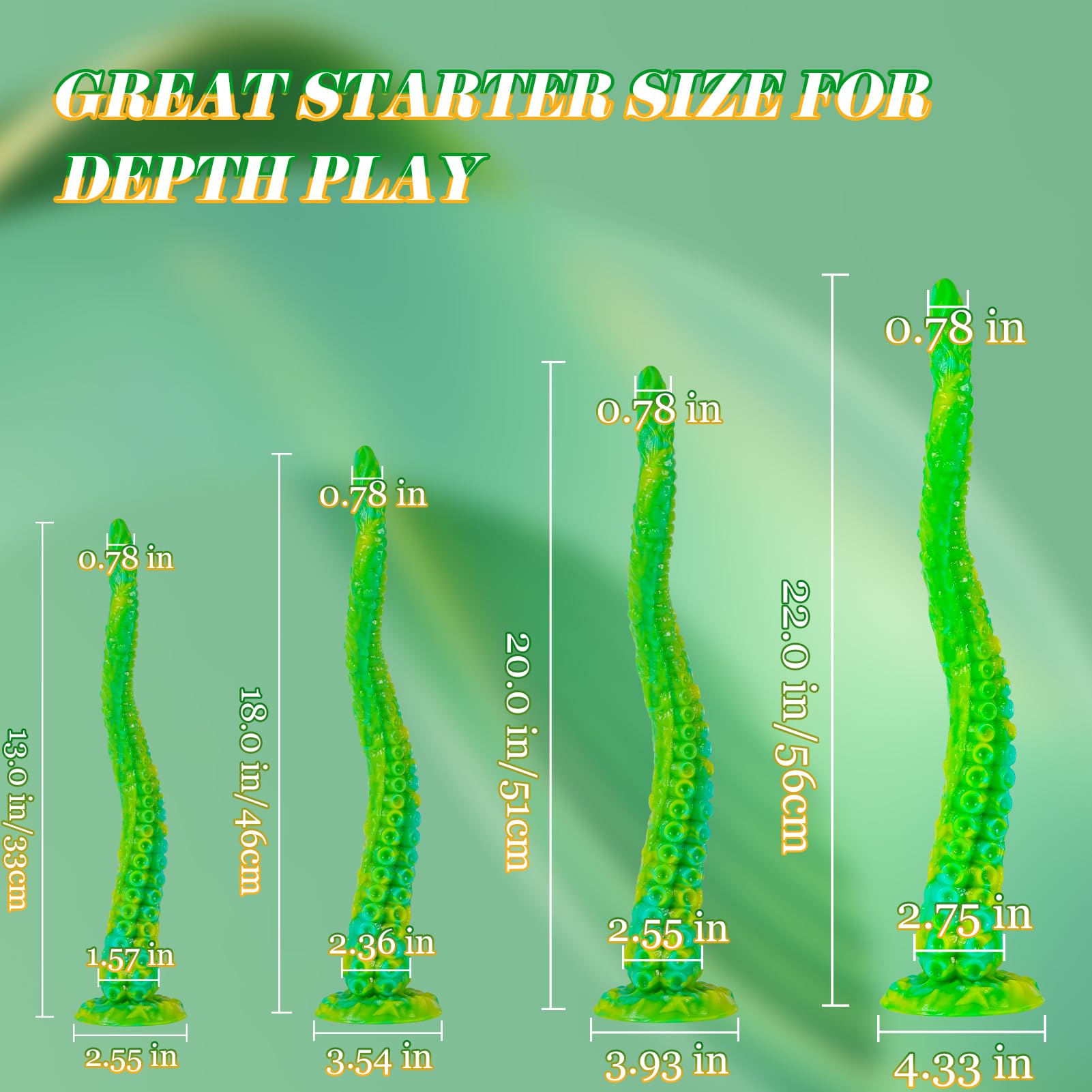 Long Tentacle Dildo Anal Toys: 18" Luminous Monster Dragon Dildo with Suction Cup, Liquid Silicone Long Butt Plug Anal Dildo for Anal Training, Fantasy Anal Stretcher for Advancer: Extra Large--22 IN
