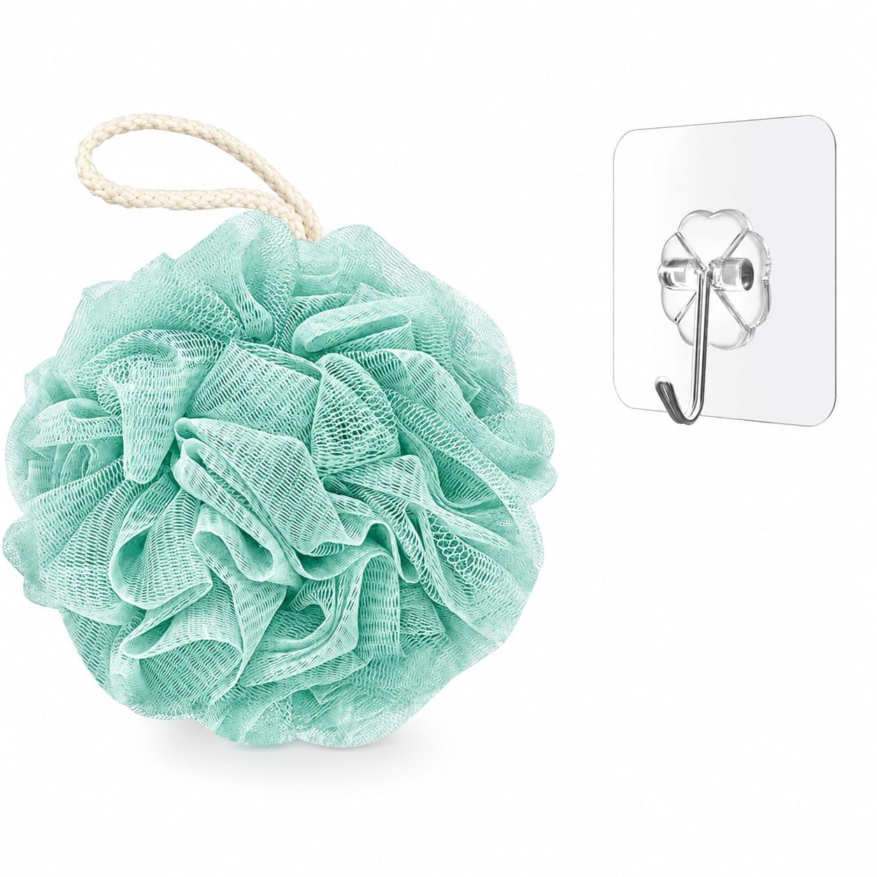 Suake Loofah for Bathing | Exfoliating Body Scrubber & Shower Sponge for Men, Women, and Kids | With Handle Adhesive Wall Hook - Gentle and Effective Cleansing-image-21