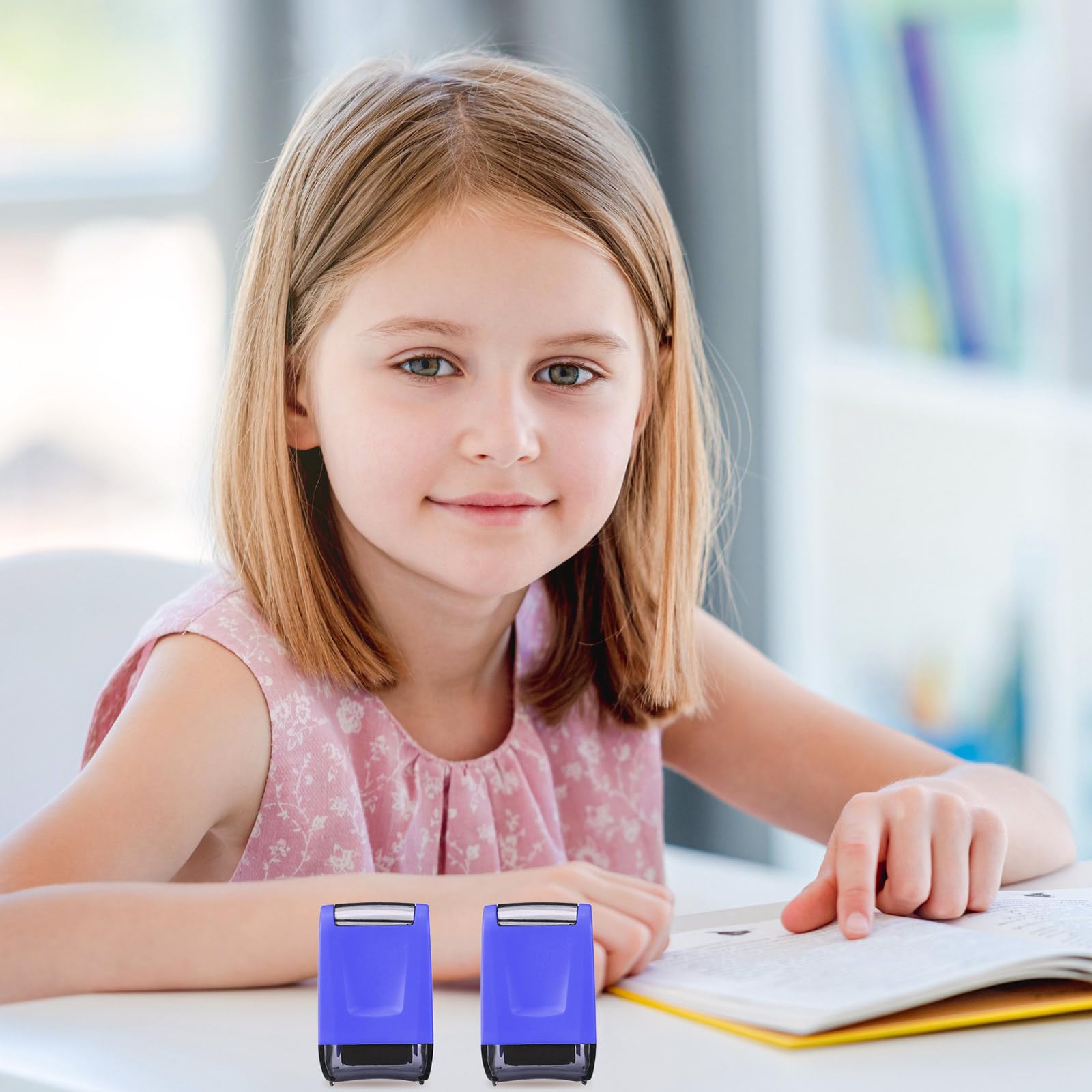 Sherr Lot De 2 Tampons à Rouleaux Auto-encreurs Avec Lignes Pointillées Pour Enseignant, Bandes De Phrase, Pratique De L'écriture Manuscrite Pour Enfant Et Enseignant (bleu Violet, 7,9 X 6,1 X 3,9 Cm